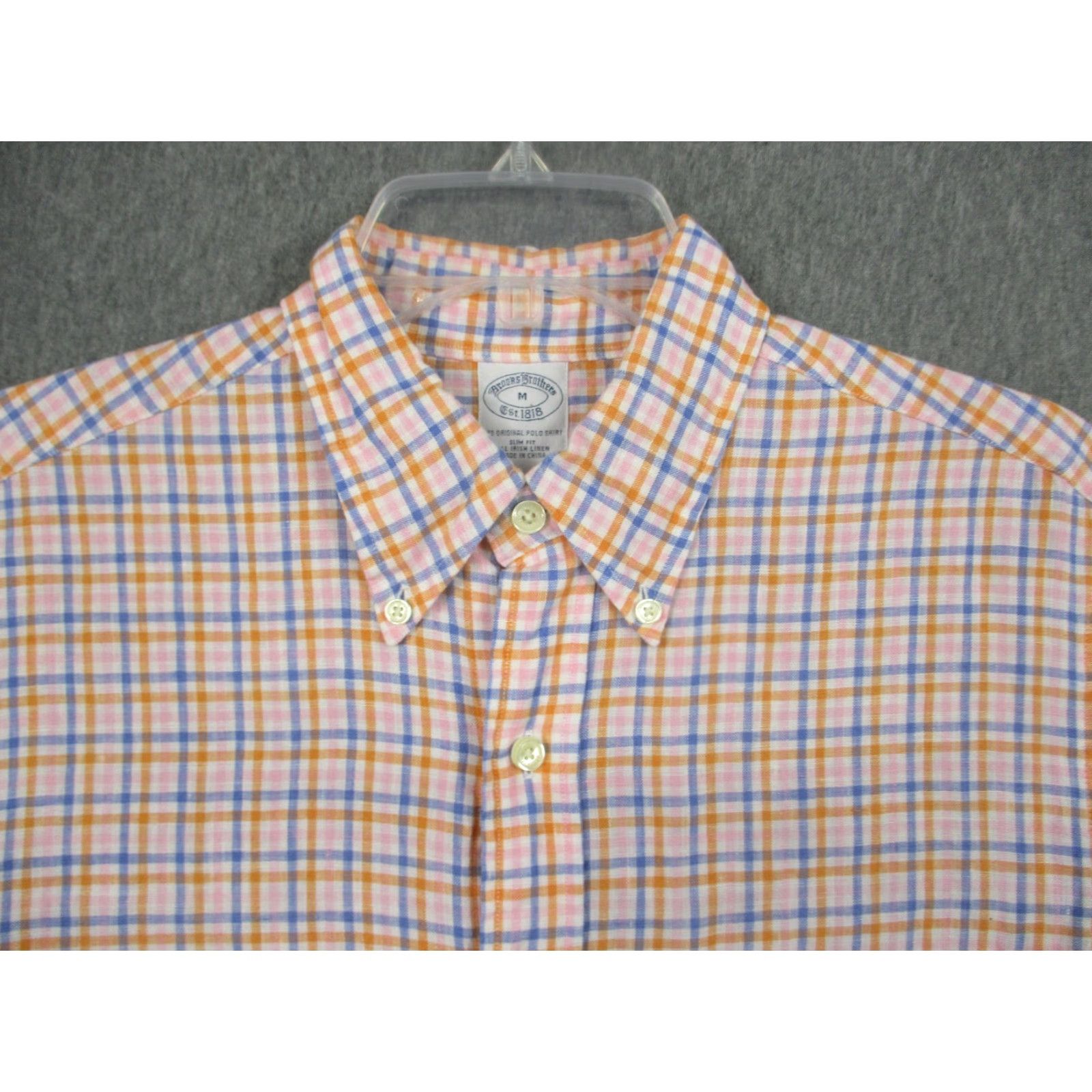 Brooks Brothers Brooks Brothers Shirt Mens Medium Pink Orange Blue Plaid Linen Button Down Size US M / EU 48-50 / 2 - 2 Thumbnail