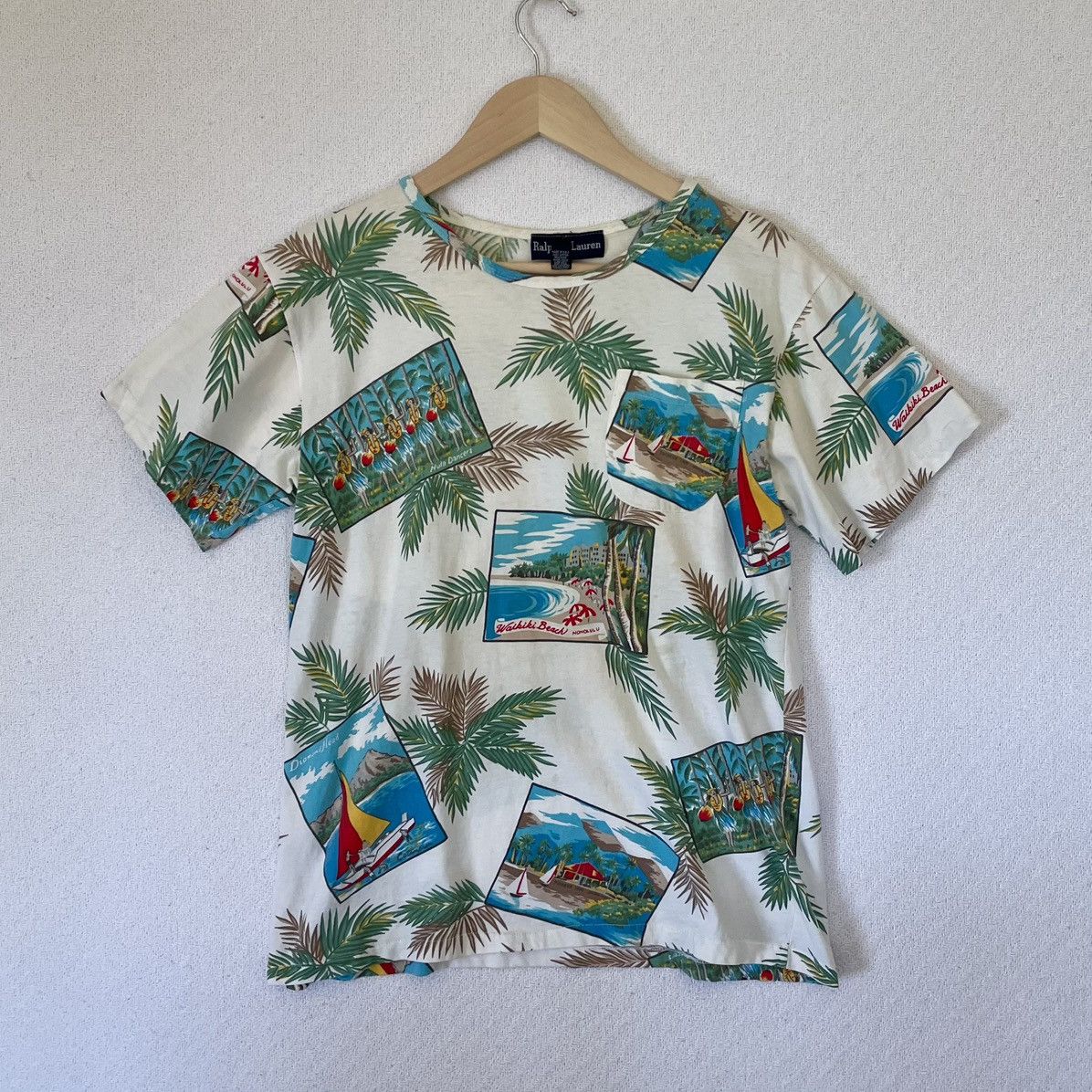 Ralph Lauren Vintage 80s 90s AOP Hawaiian Tropical Postcard Shirt Summer Size US M / EU 48-50 / 2 - 2 Thumbnail