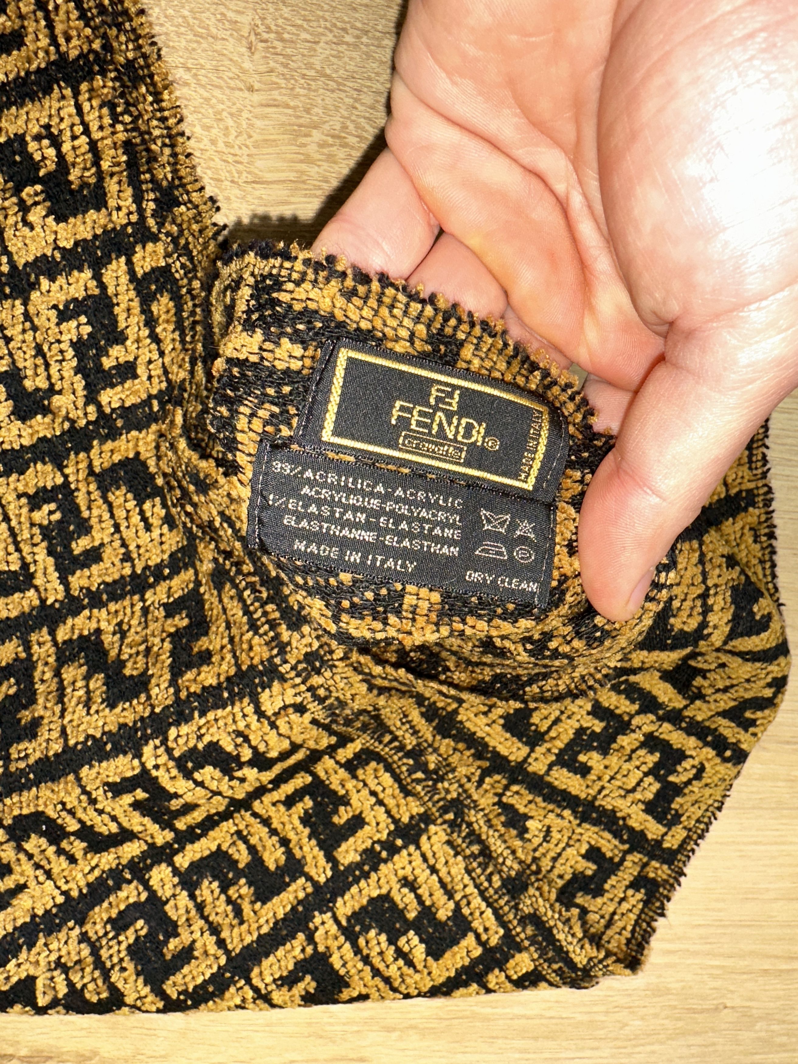 Fendi Gray Fendi Zucca Vintage Wool Scarf 165x30cm Logo Check Size ONE SIZE - 10 Thumbnail