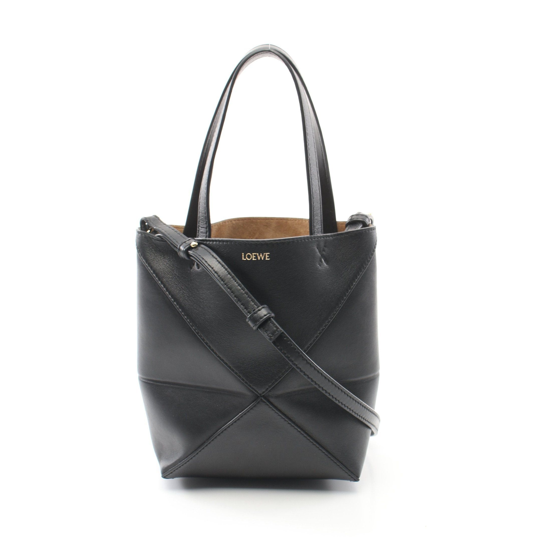 Loewe Loewe Puzzle Fold Mini Handbag Leather Black Size ONE SIZE - 1 Thumbnail