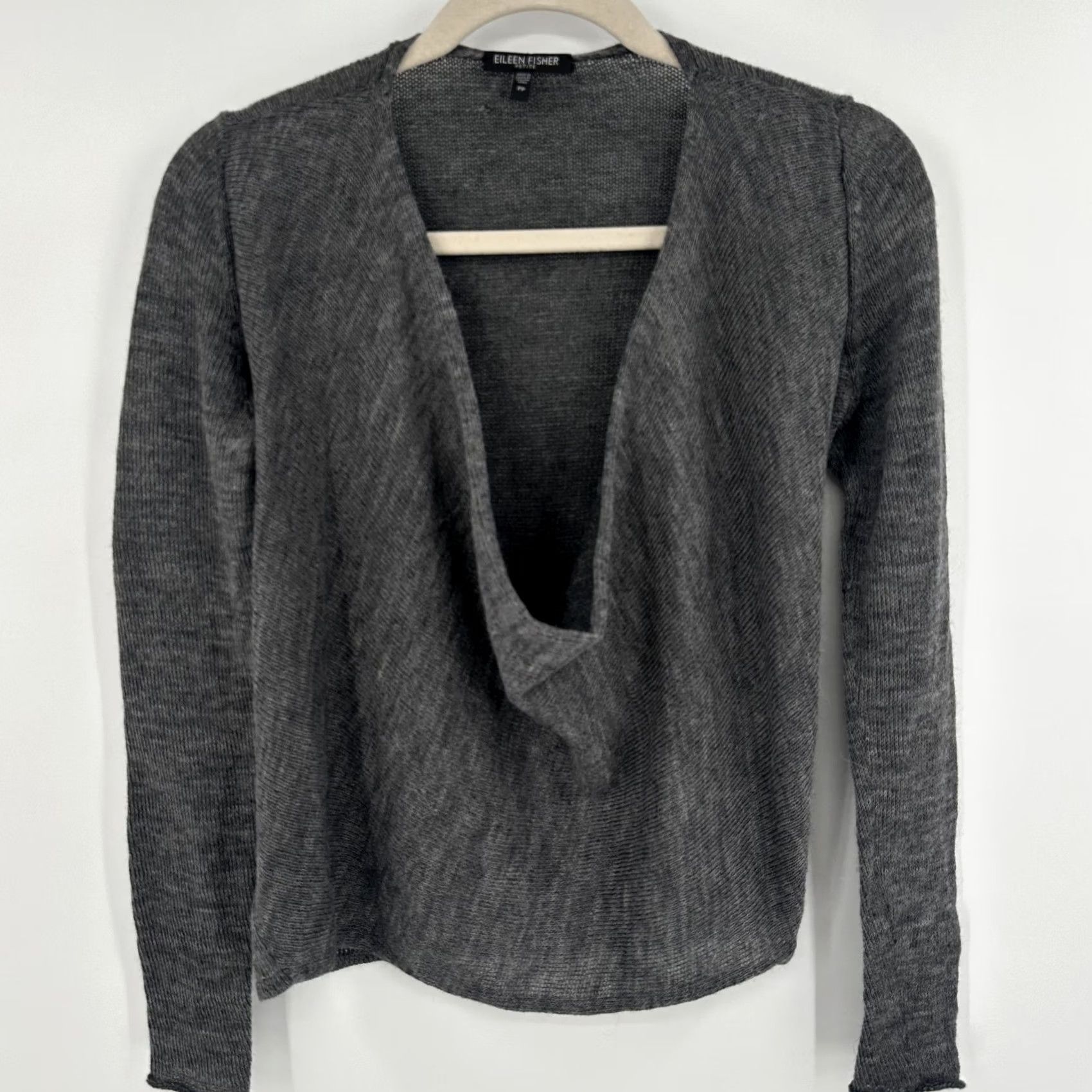 Eileen Fisher VINTAGE Eileen Fisher Sweater Womens Petite Extra Small Gray Open Front Lightweight Knit Size XXS / US 00 / IT 34 - 2 Thumbnail