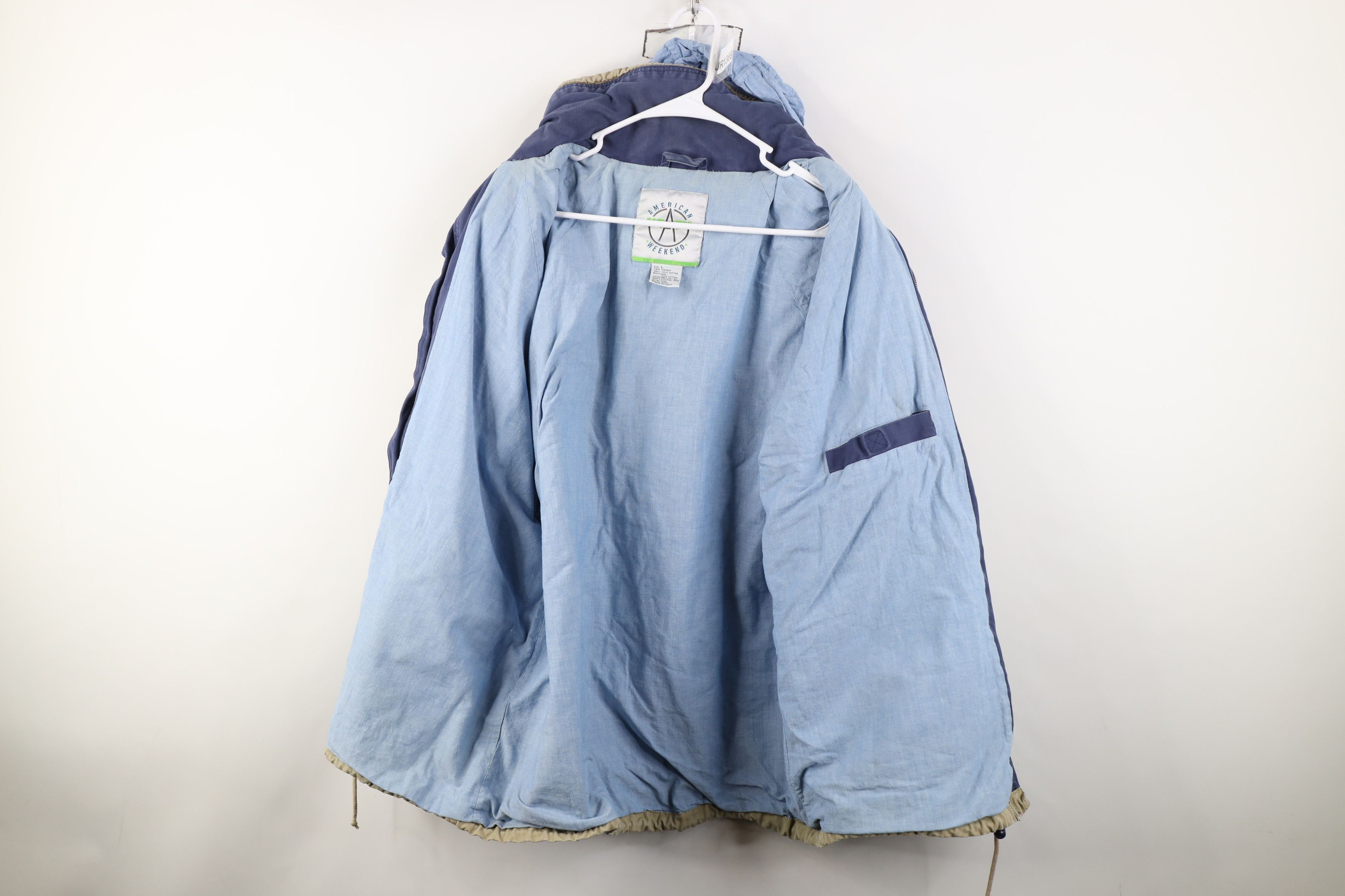 Vintage Vintage 90s Streetwear Heavy Canvas Hooded Jacket Beige Size US L / EU 52-54 / 3 - 12 Thumbnail