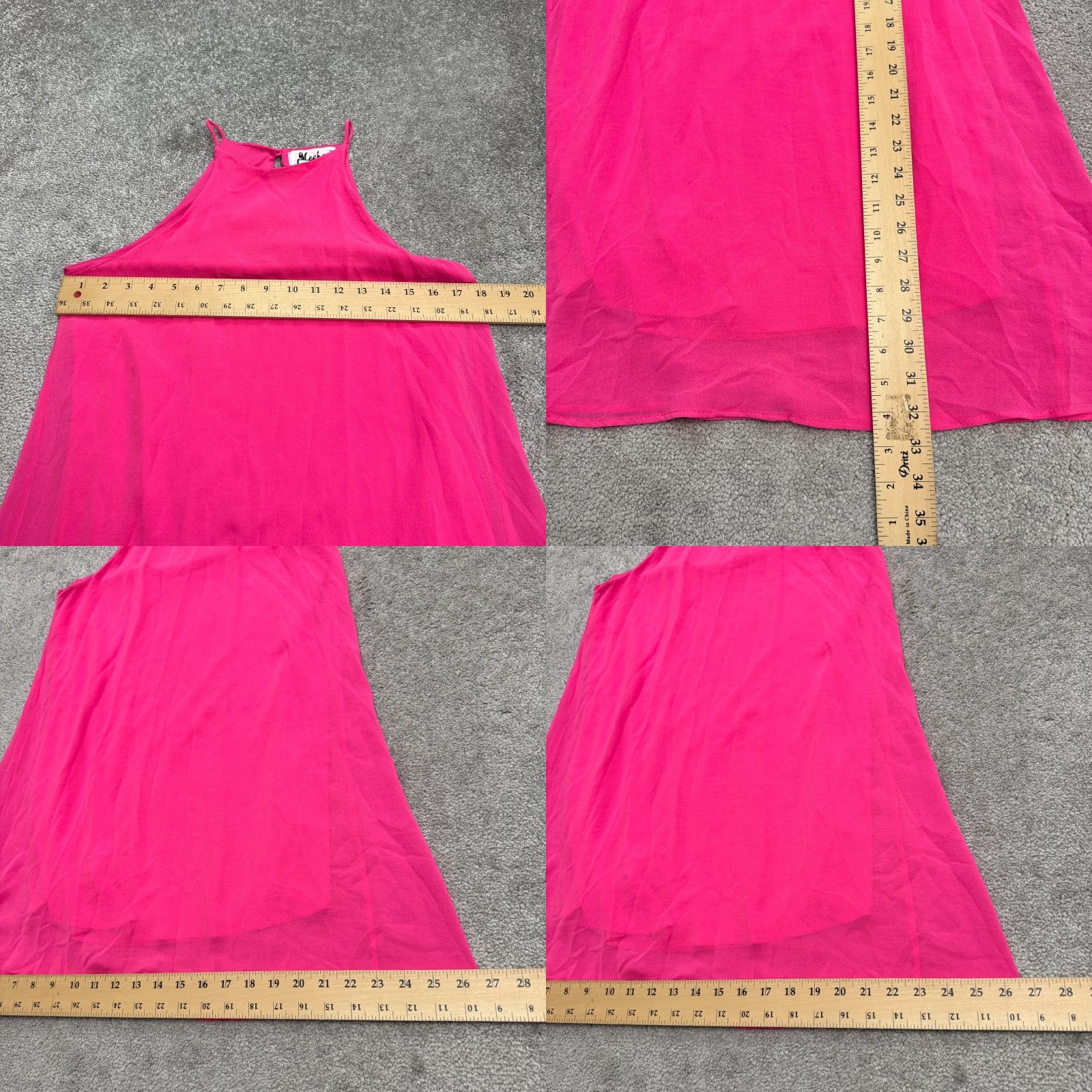 Vintage Meghan Dress Womens Medium Pink Lined Chiffon Polyester Halter Mini Tank Slip Solid Size M / US 6-8 / IT 42-44 - 8 Thumbnail