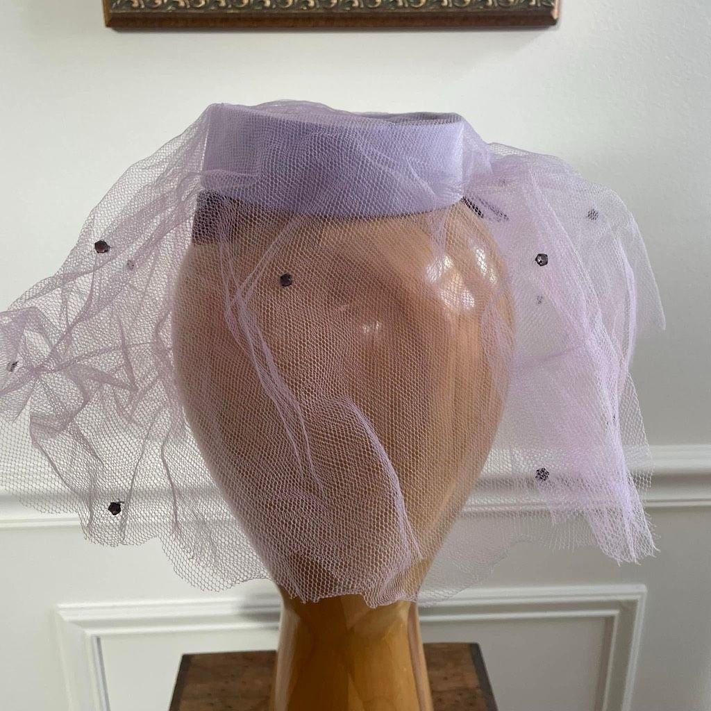 Vintage Vintage 60s Lavender Pastel I Dream of Jeannie Mesh Hat Topper Small Size ONE SIZE - 5 Thumbnail