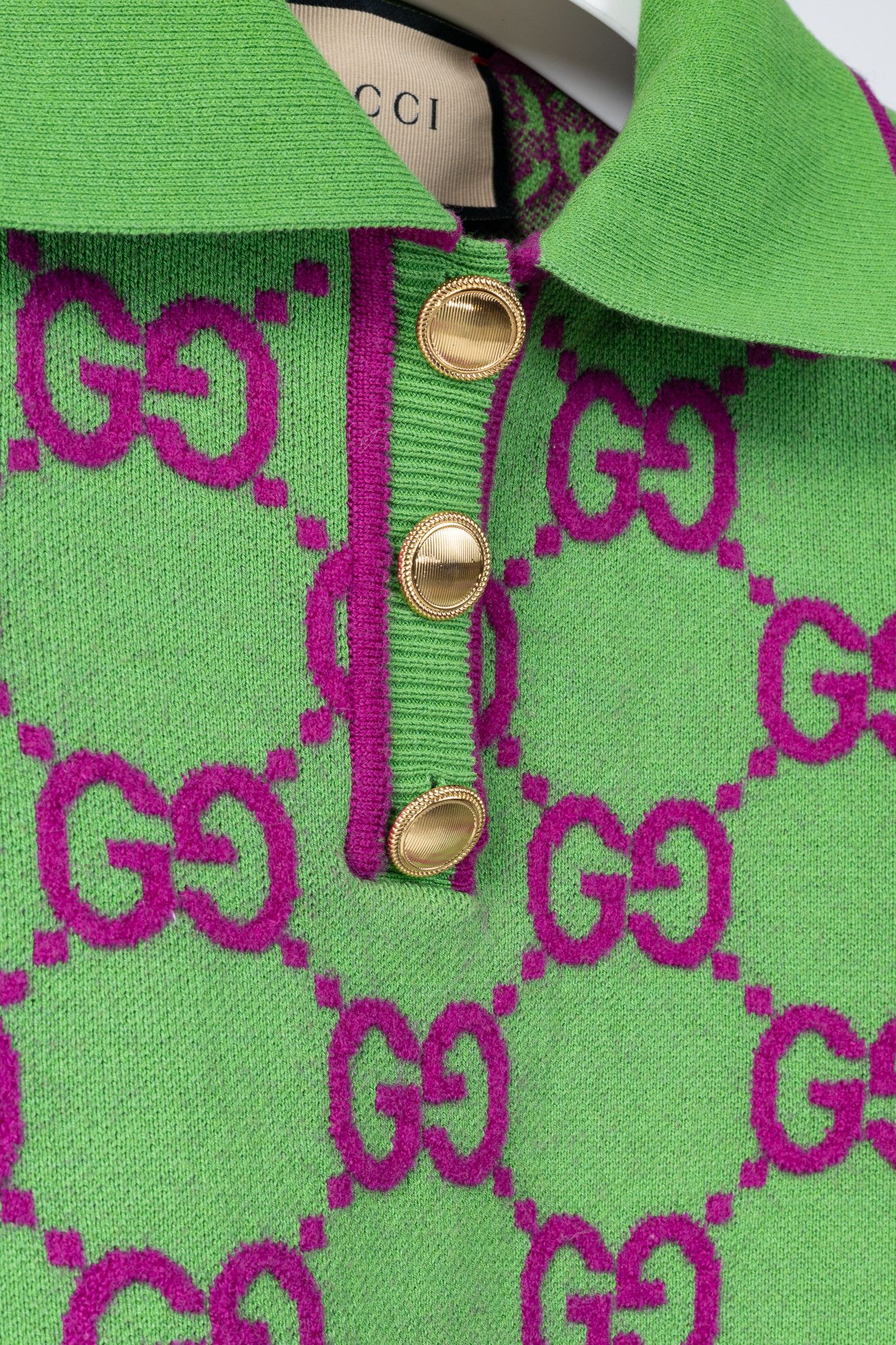 Gucci Gucci Green & Purple GG Monogram-Jacquard Polo Mini Dress Size M / US 6-8 / IT 42-44 - 8 Thumbnail