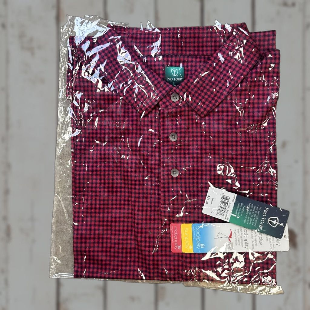 Vintage Pro Tour Polo Shirt Mens Large Red Plaid Golf Motionplay Coolplay Sunplay Polyester Short Sleeve Collared Polo Shirt Vintage No Size US L / EU 52-54 / 3 - 1 Thumbnail