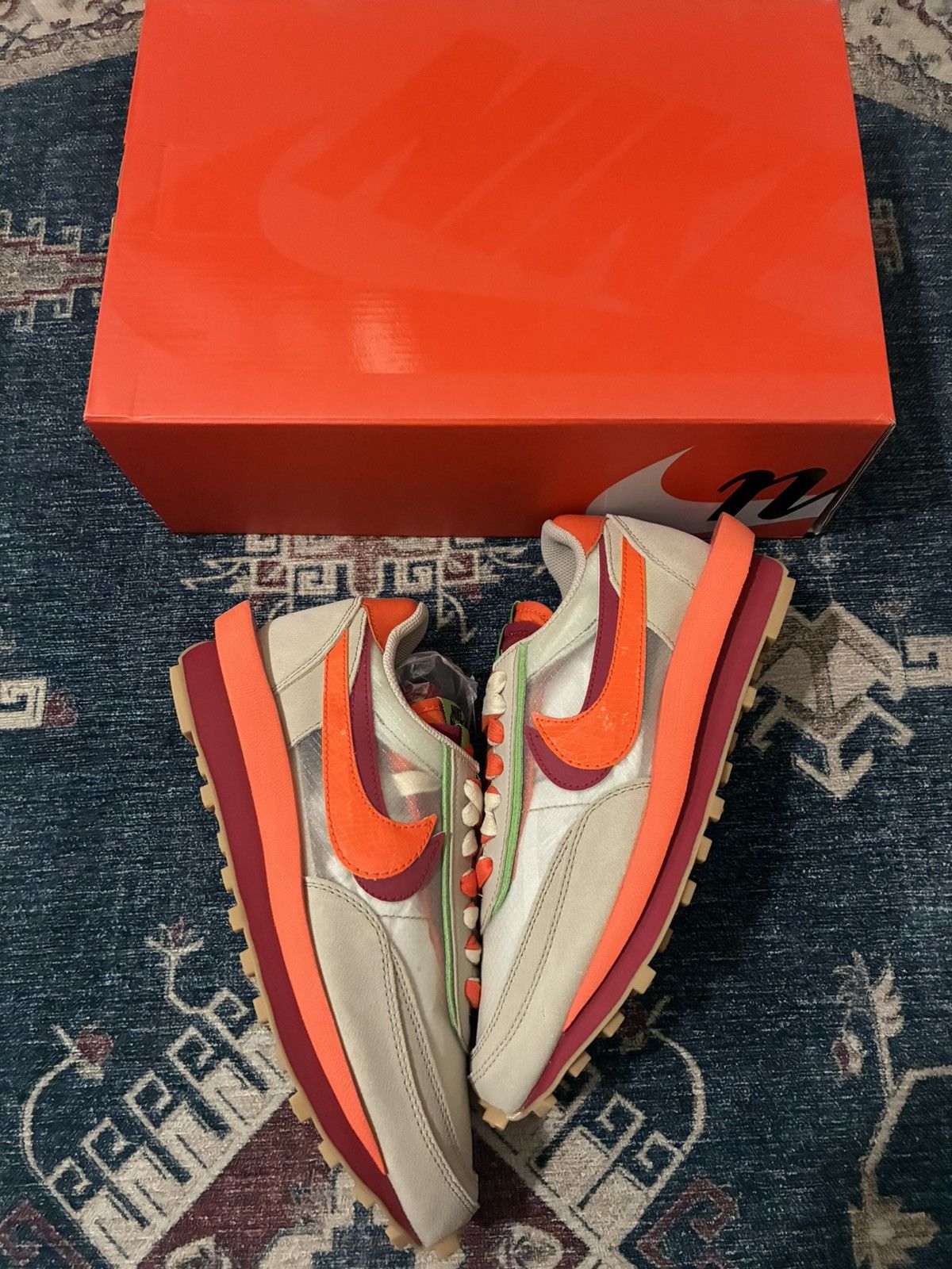 CLOT × Nike × Sacai Nike Sacai Clot LDWaffle Net Blaze Orange Brand New Size 8M Size US 8 / EU 41 - 1 Thumbnail