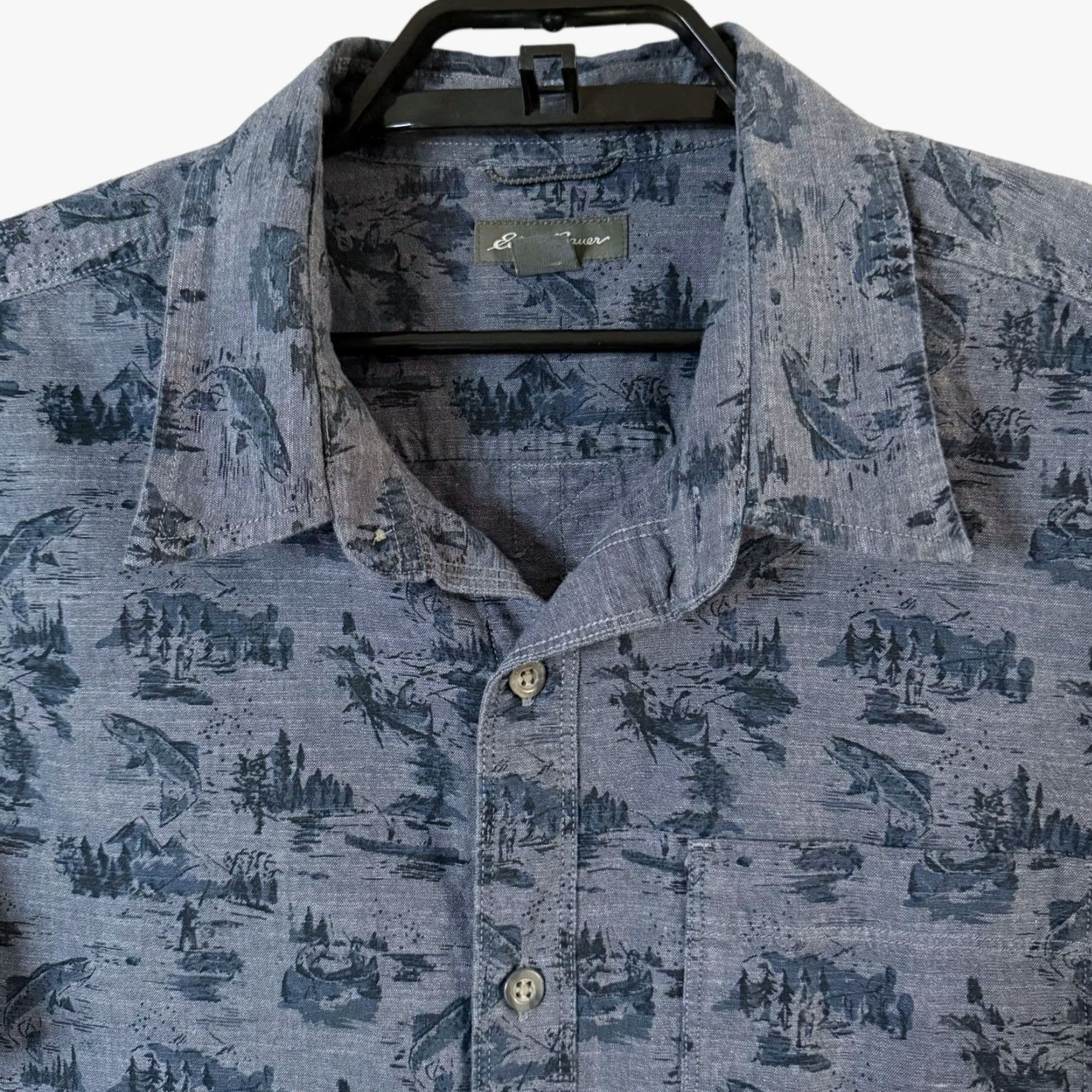 Eddie Bauer Eddie Bauer Button-Up Shirt Blue Men's XL Cotton Outdoor Casual Pockets Short Sleeve 100% Cotton Shirt Size US XL / EU 56 / 4 - 5 Thumbnail