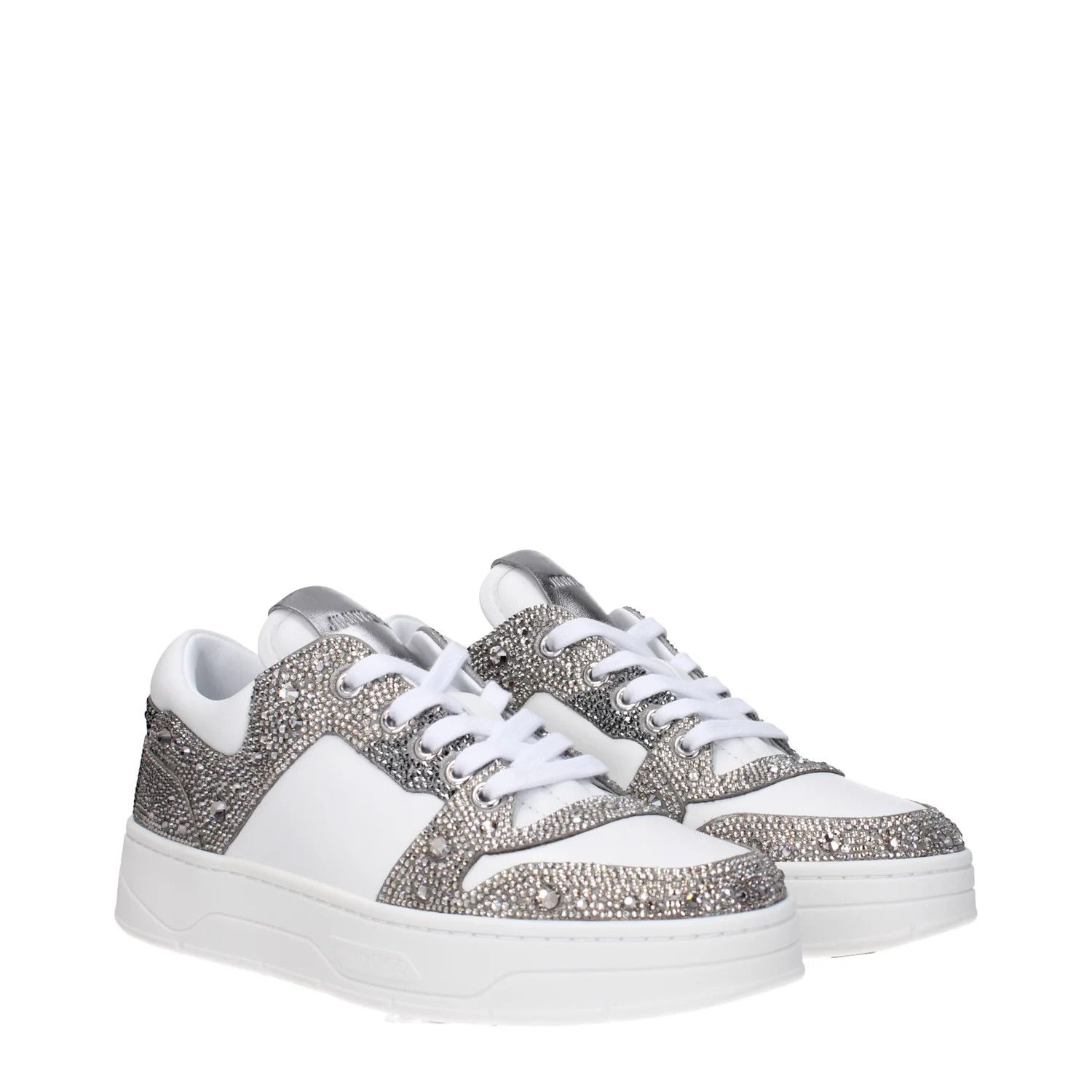 Jimmy Choo ob1o1e1124 Leather Sneakers in White Silver Size US 8 / IT 38 - 2 Thumbnail