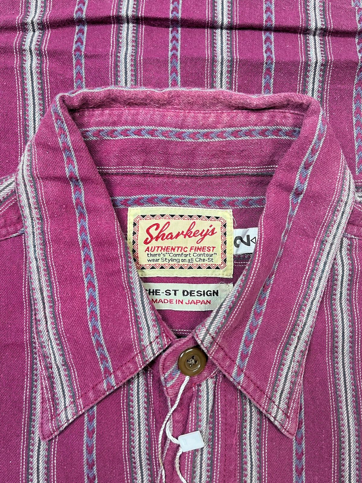 Japanese Brand Sharkey’s Japan Double Pocket Pattern Striped Shirt Size US L / EU 52-54 / 3 - 6 Thumbnail