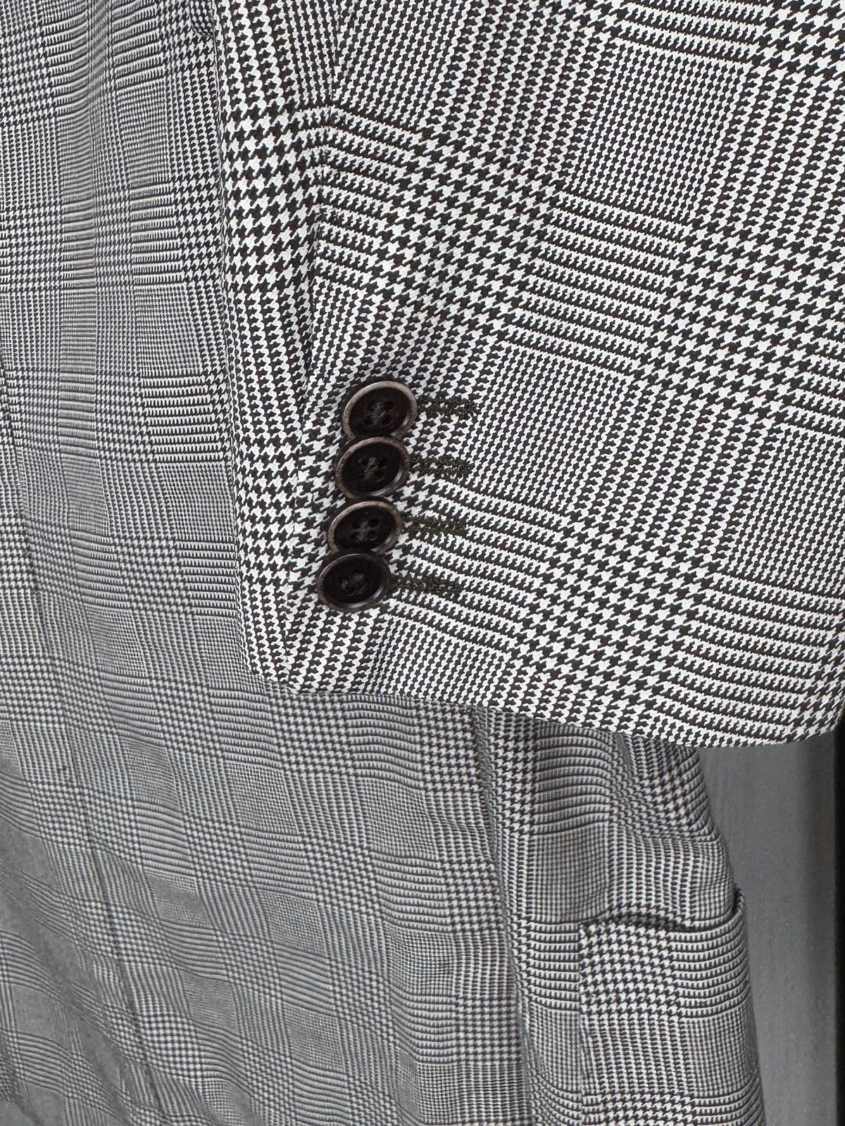 Cantarelli Cantarelli Washed grey checkered cotton houndstooth blazer Size 44R - 8 Thumbnail