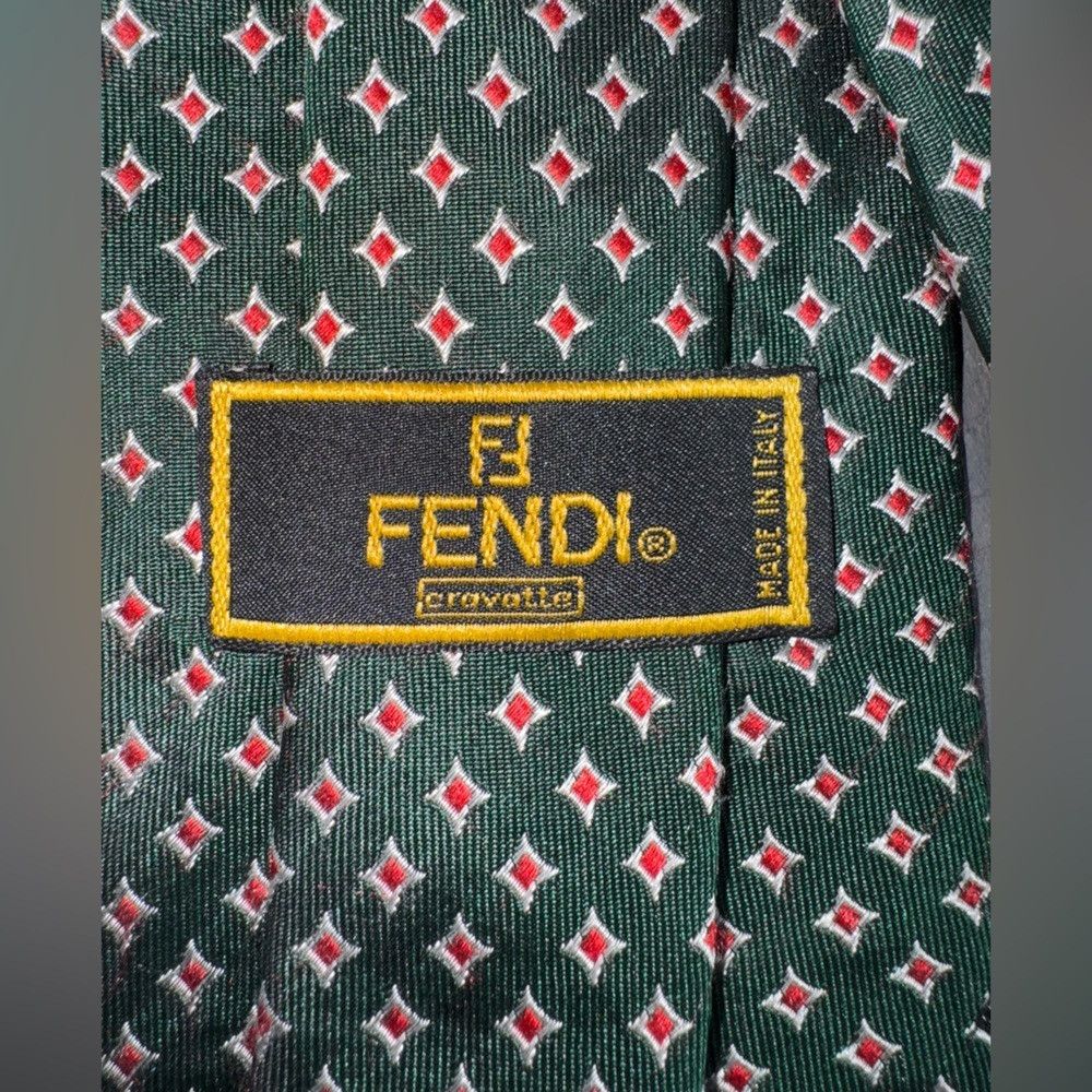 Fendi Fendi Green Geometric Silk Tie Size ONE SIZE - 5 Thumbnail