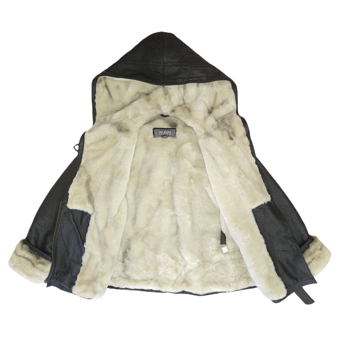 Vintage × Wilsons Leather Genuine Leather Oversized Hooded Coat & Faux Fur By Wilsons. Size L / US 10 / IT 46 - 13 Thumbnail