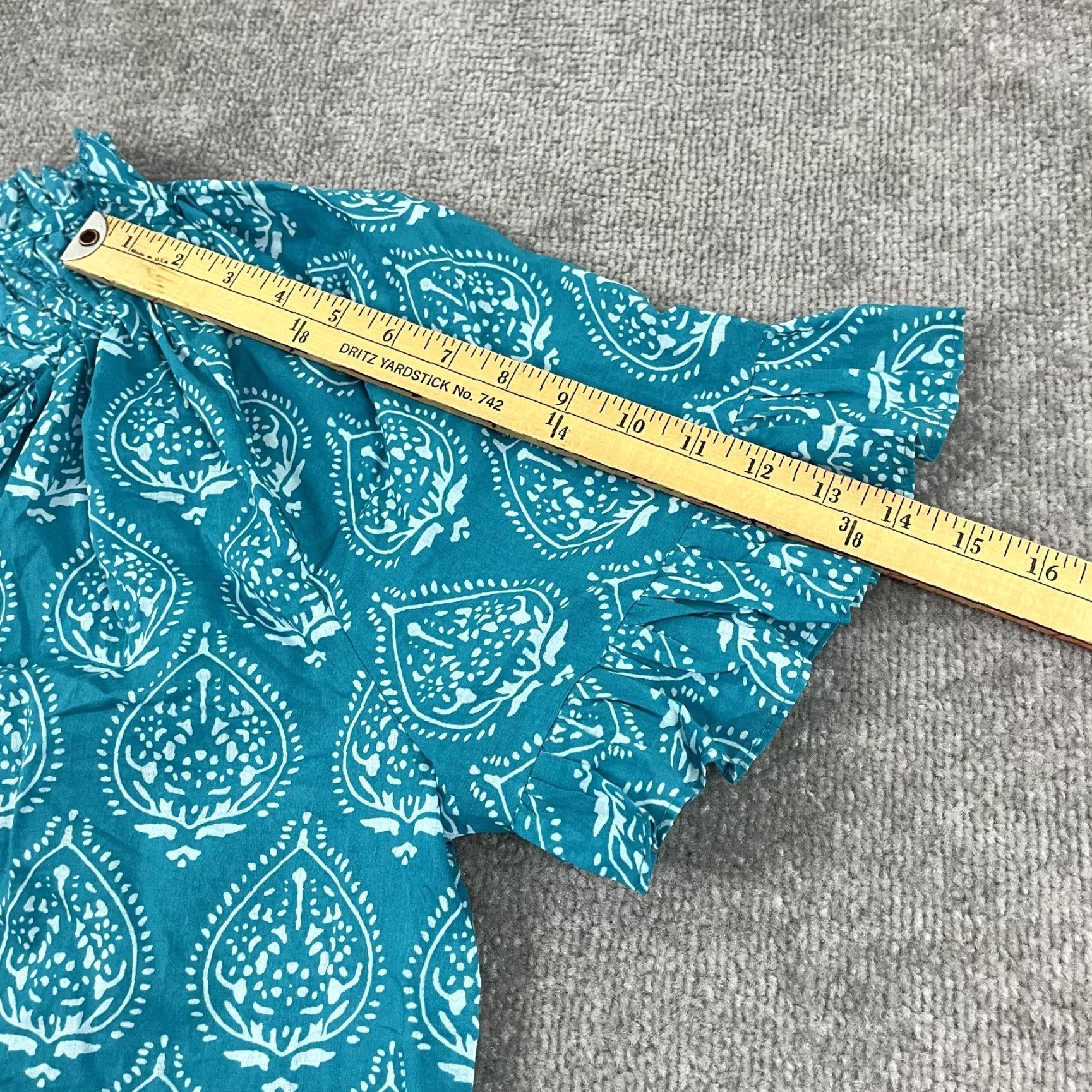 Vintage Tuckernuck Blouse Women’s 2XL Tropical Teal Blue Ruffled Casual Top Size XXL / US 16-18 / IT 52-54 - 7 Thumbnail