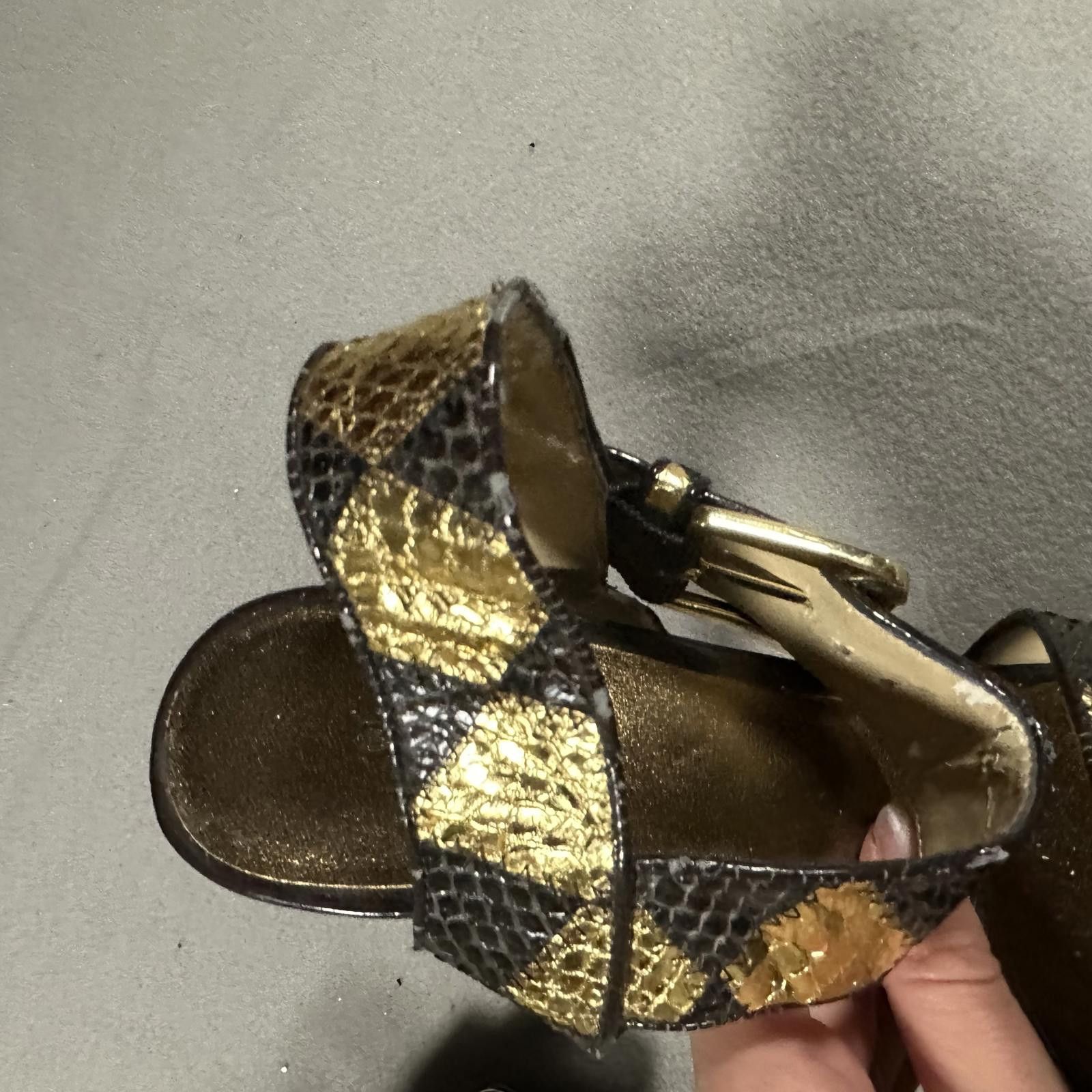 United Colors Of Benetton BEBE Heels Brown Gold Snake Skin 6 Size US 6 / IT 36 - 5 Thumbnail