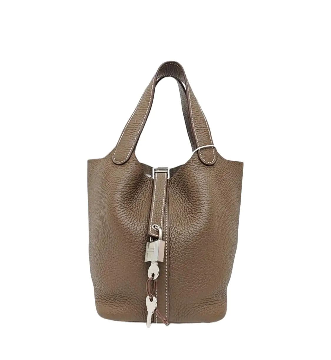 Hermes Hermes Picotin Lock 18 Etoupe Clemence cowhide leather picotin handbag silver ha Size ONE SIZE - 1 Thumbnail