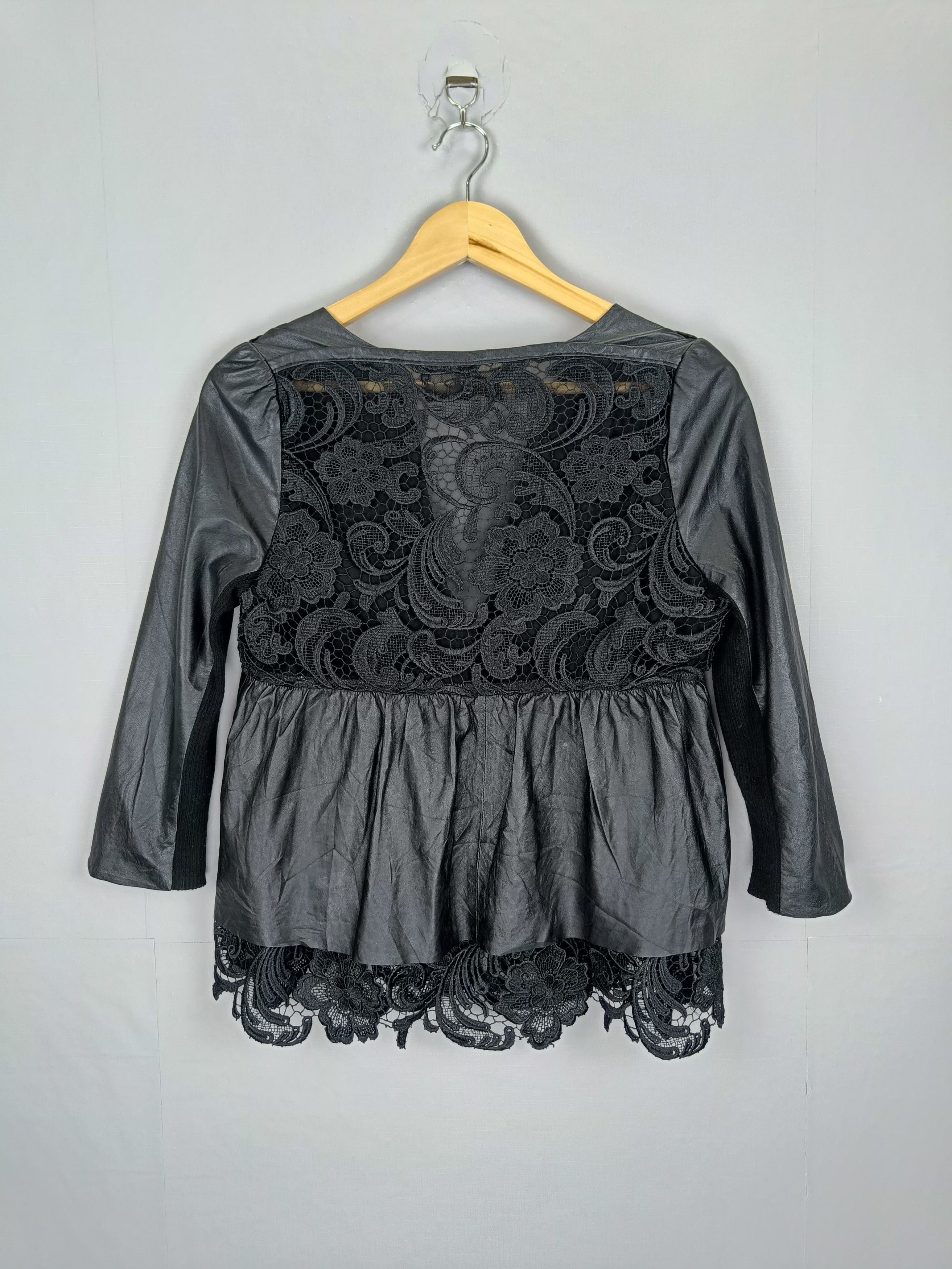 Japanese Brand y's Flower Lace, Pvc leather Mini Dress Size S / US 4 / IT 40 - 4 Thumbnail
