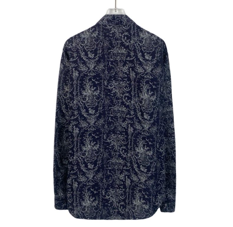 Dior DiorSize 39 Blue pattern full-print lapel long-sleeved shir Size US XXS / EU 40 - 2 Thumbnail