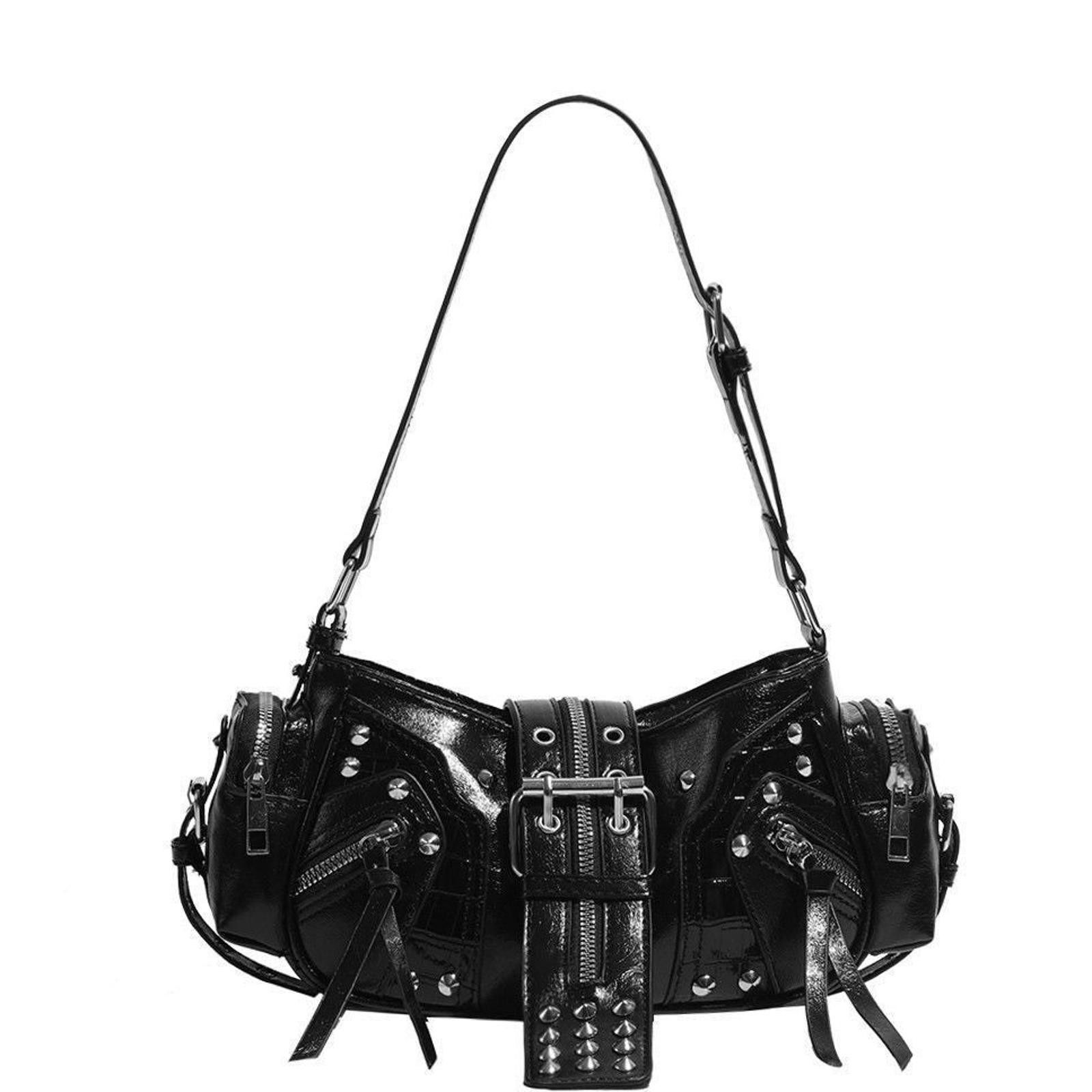Japanese Brand Retro Rivet Motorcycle Soulder / Arm Bag – Retro Dial Strap Size ONE SIZE - 5 Thumbnail
