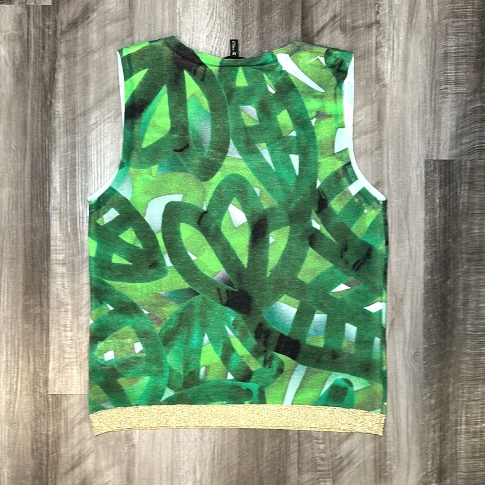 Escada ESCADA Green Leaf Viscose Blend Sleeveless Top Medium Tank Women XS? Size M / US 6-8 / IT 42-44 - 2 Thumbnail