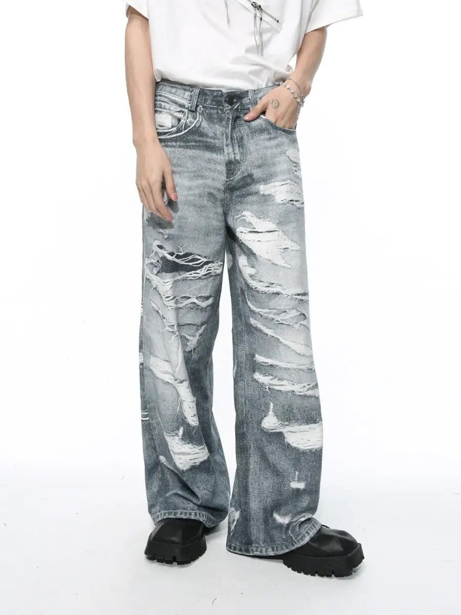 Japanese Brand Retro loose straight leg wide leg jeans Size US 32 / EU 48 - 3 Thumbnail