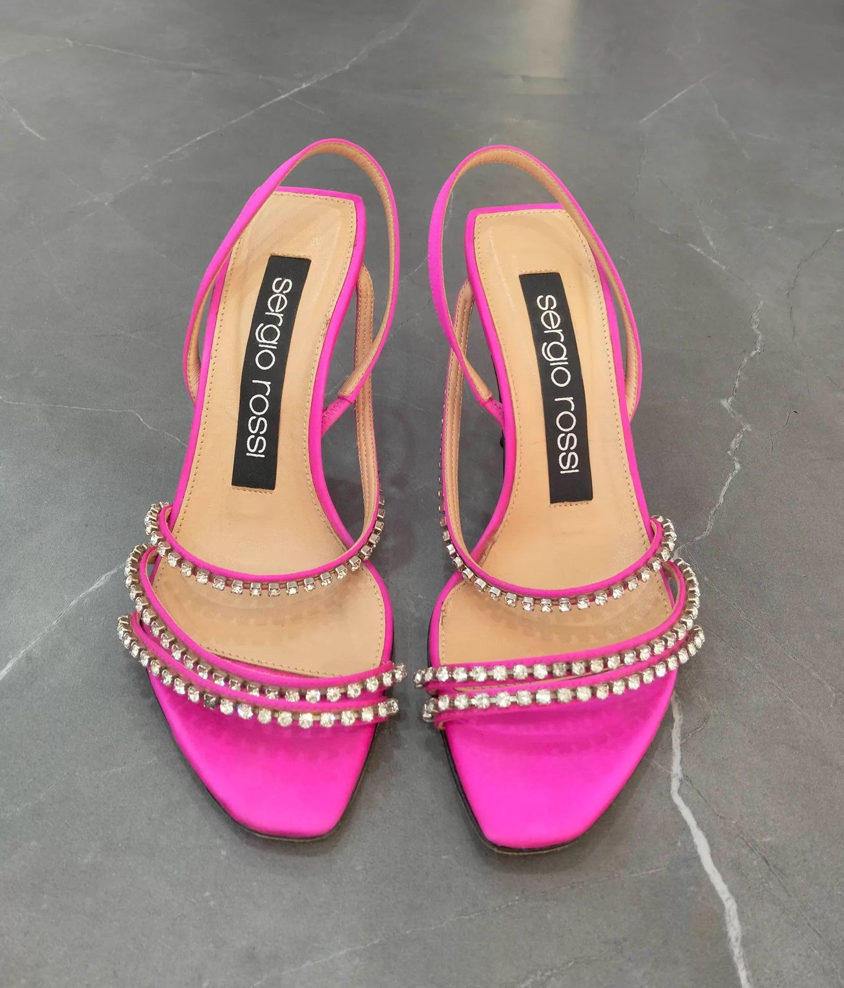 Sergio Rossi Sergio Rossi Magenta Crystal-Embellished Heeled Sandals 35 Size US 4.5 / IT 34.5 - 4 Thumbnail