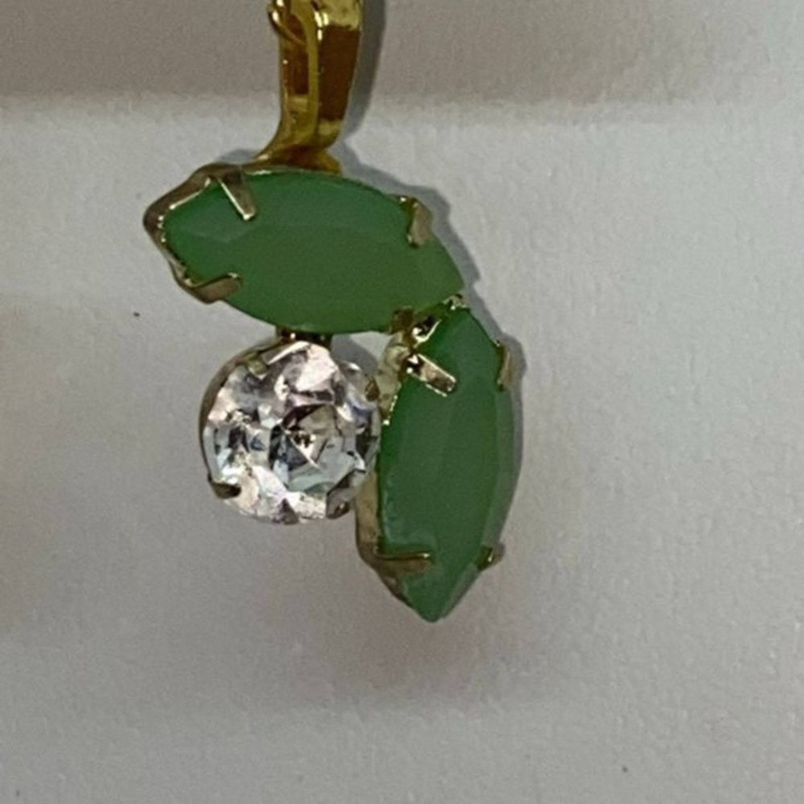 Handmade Green Clear Gold-Tone Rhinestone Dangle Earrings Size ONE SIZE - 6 Thumbnail