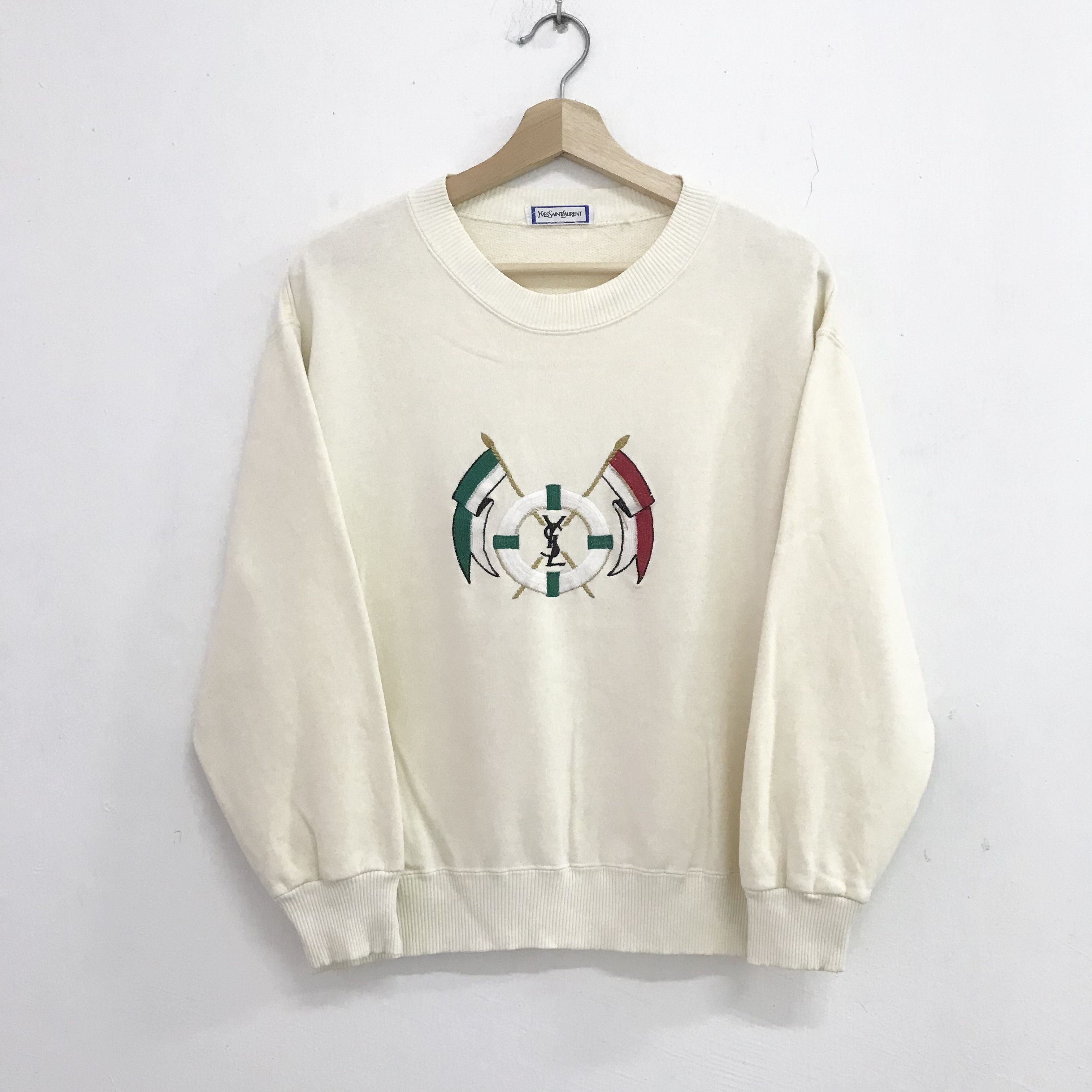 image of Vintage YSL YVES Saint Laurent YSL Designer Italy Crewneck in Yellow, Men's (Size Medium)