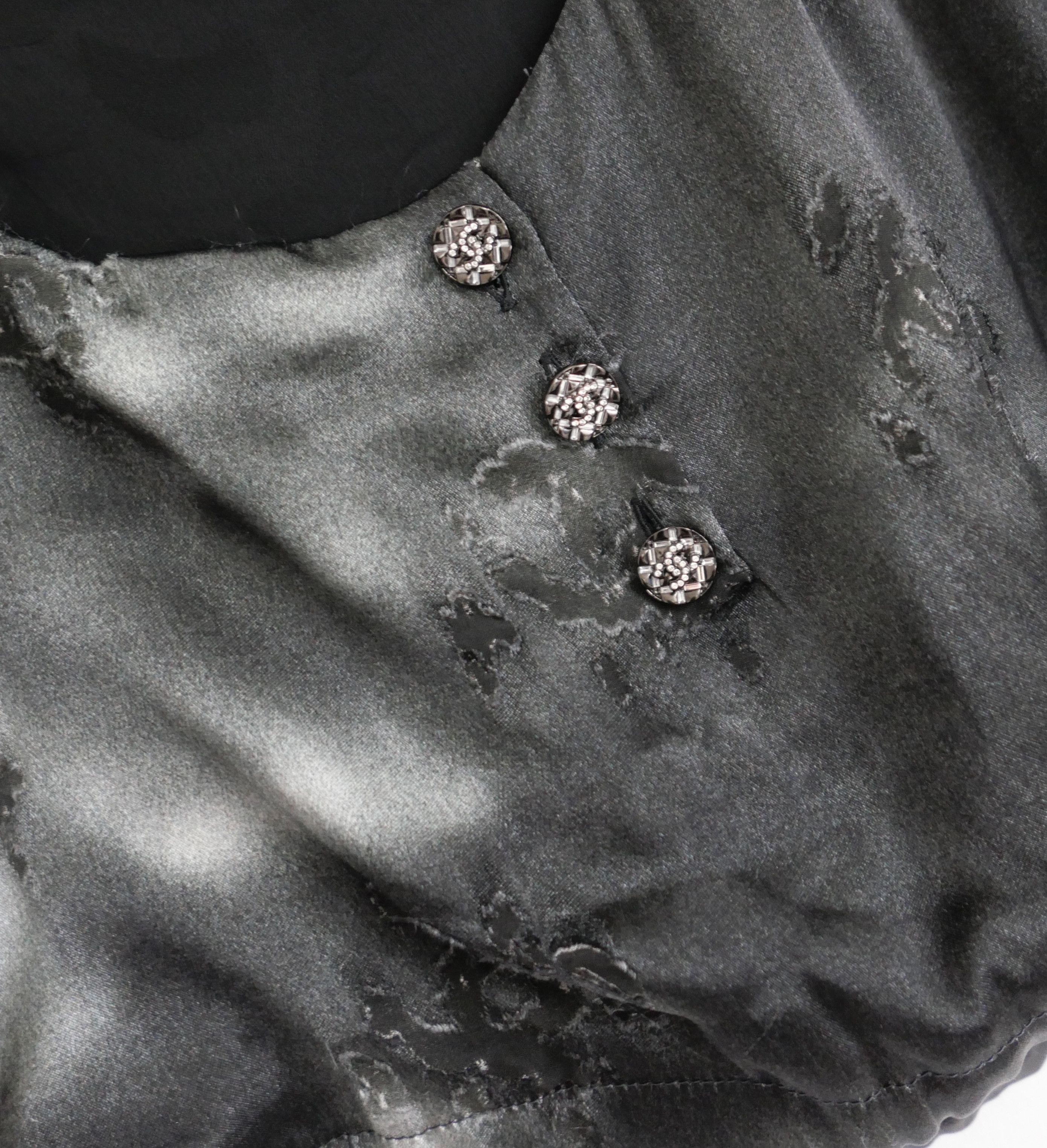 Chanel Chanel Pre Fall 2022 Grey CC Logo Devore Crystal Halter Top Size XS / US 0-2 / IT 36-38 - 6 Thumbnail
