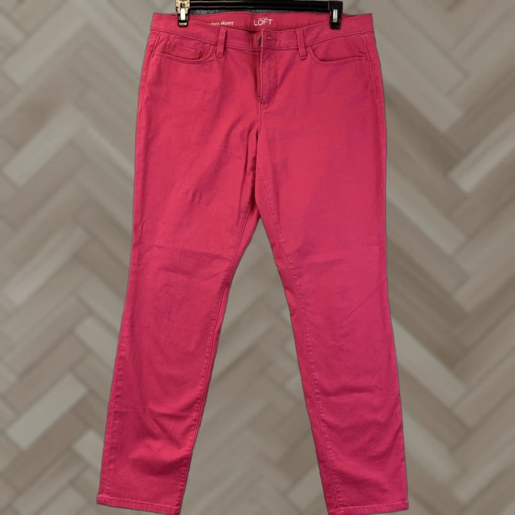 Ann Taylor Ann Taylor Loft Jeans Women Sz 32/14 Modern Straight Fit Stretch Denim Hot Pink 90s Style Size 24" / US 00 / IT 34 - 1 Thumbnail