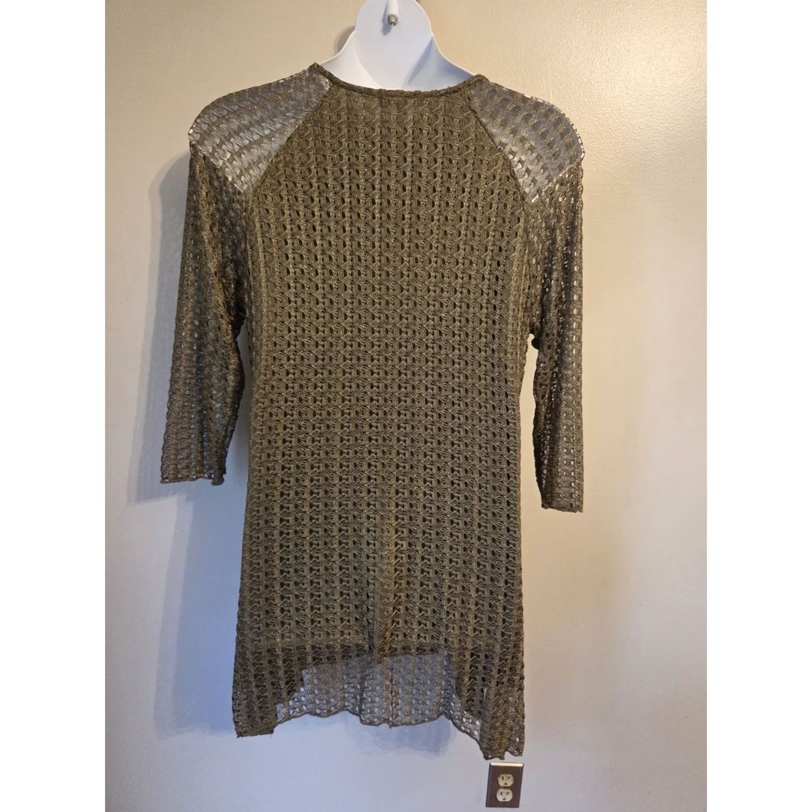 Vintage Indigo Soul Olive Green Crochet Overlay Asymmetrical Hem Dress Boho 2X XXL Women's Size XXL / US 16-18 / IT 52-54 - 7 Thumbnail