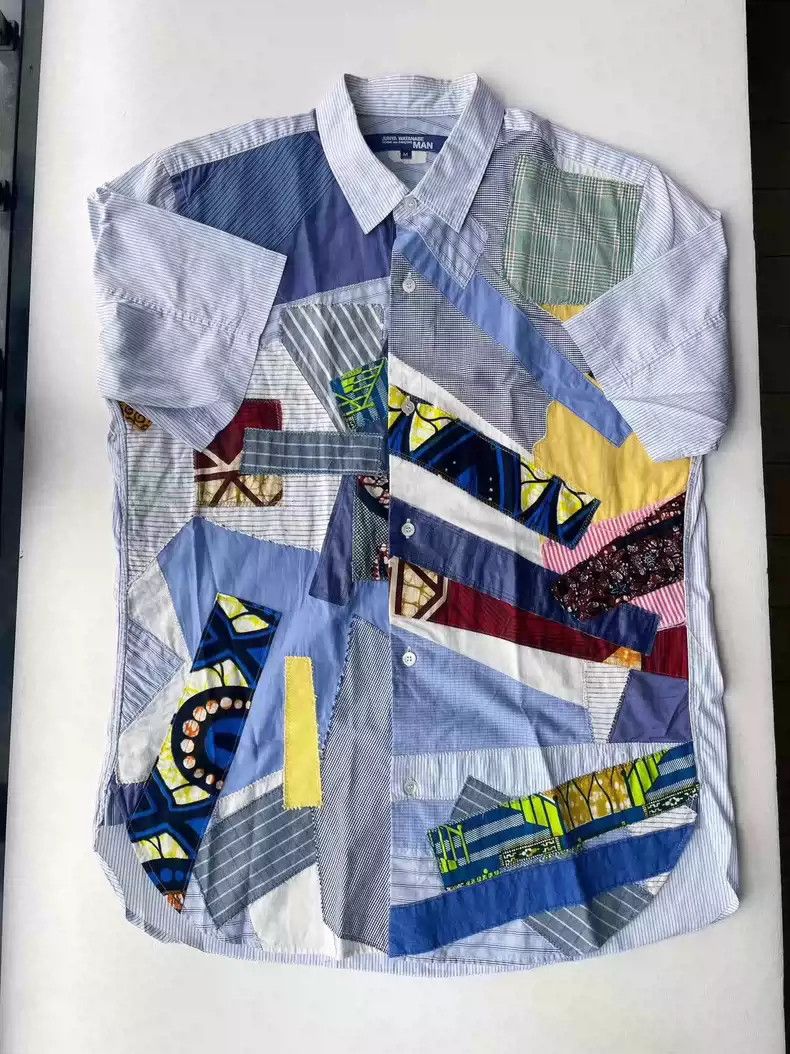 junya watanabe 16SS antique fabric patchwork short sleeved shirt