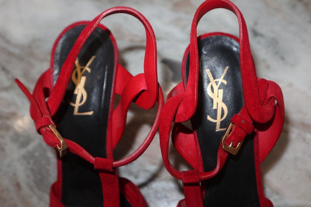 Yves Saint Laurent YSL Suede Tribute Platform Heels Size US 9.5 / IT 39.5 - 2 Thumbnail