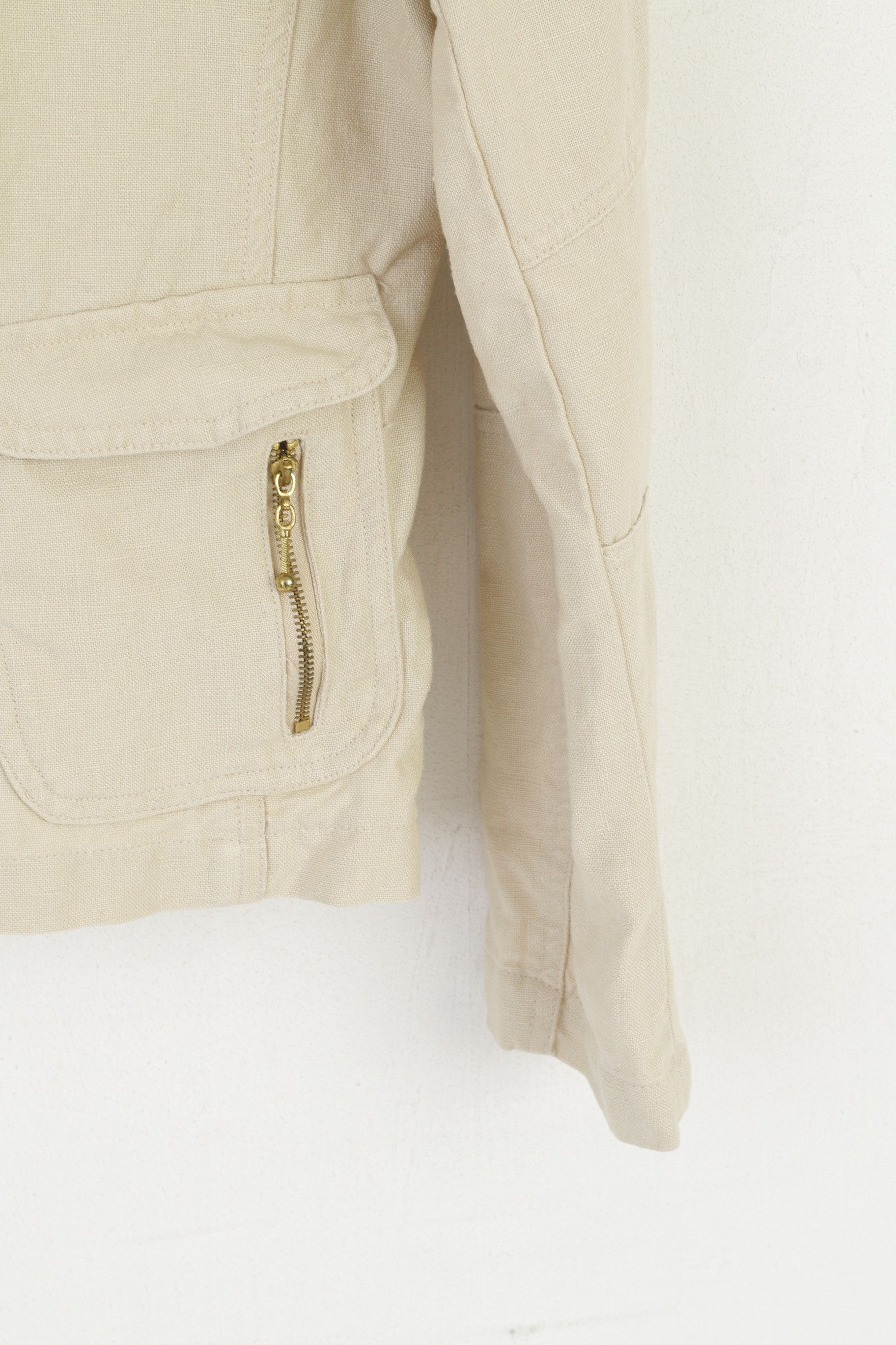 Vintage Yumi Mazao Women 40 S Jacket Beige Vintage Linen 2894 Size S / US 4 / IT 40 - 6 Thumbnail