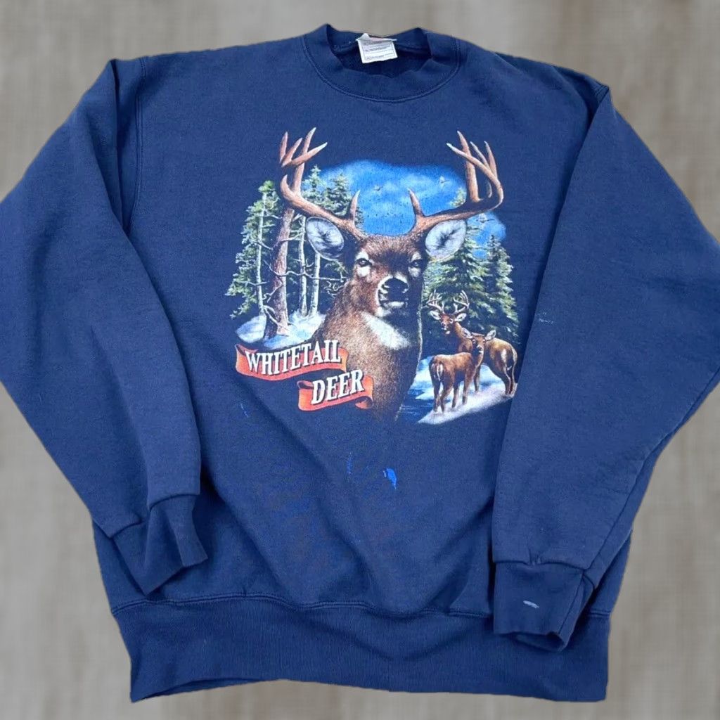 Vintage Vintage Member's Mark Blue Graphic Print Crewneck Sweatshirt Men XL All Seasons Y2K Deer Hunting Size US XL / EU 56 / 4 - 1 Thumbnail