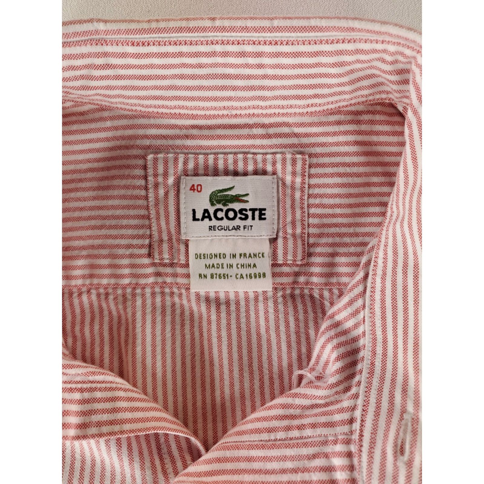 Lacoste Lacoste Button Down Shirt Red White Striped Long Sleeve Mens 40 Multicolor Shirt Mens 40 Size US L / EU 52-54 / 3 - 3 Thumbnail