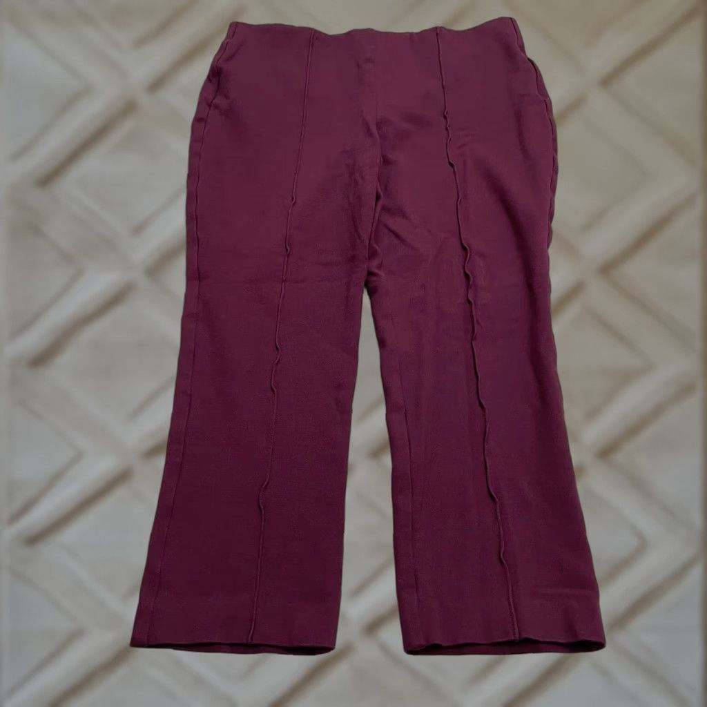 Vintage Chico's Pull On Stretch Cropped Pants 10P Purple Mid Rise 32x23 Casual Womens Size 32" / US 10 / IT 46 - 1 Thumbnail