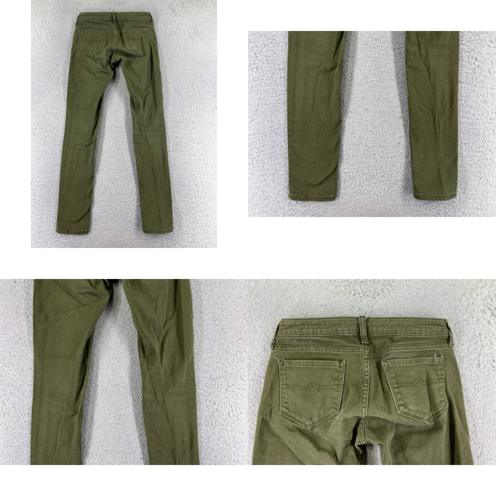 Vintage Arizona Jeans Women Green Skinny 0 Ultra Low Rise Cotton Blend 23x29 Denim 5-Pocket Design Regular Inseam 29 in Size 25" / US 0 / IT 36 - 9 Thumbnail