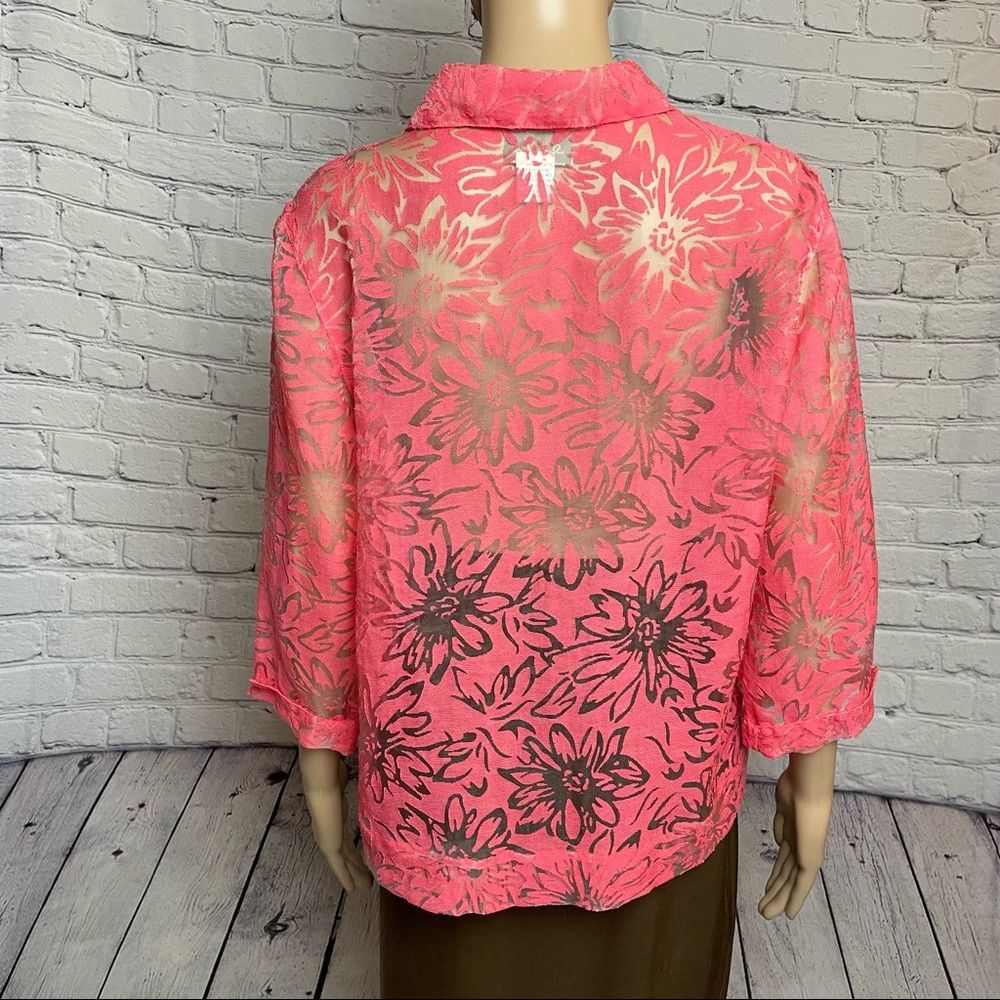 Other Studio Works Coral Floral Rayon Blouse Size M Size M / US 6-8 / IT 42-44 - 4 Thumbnail