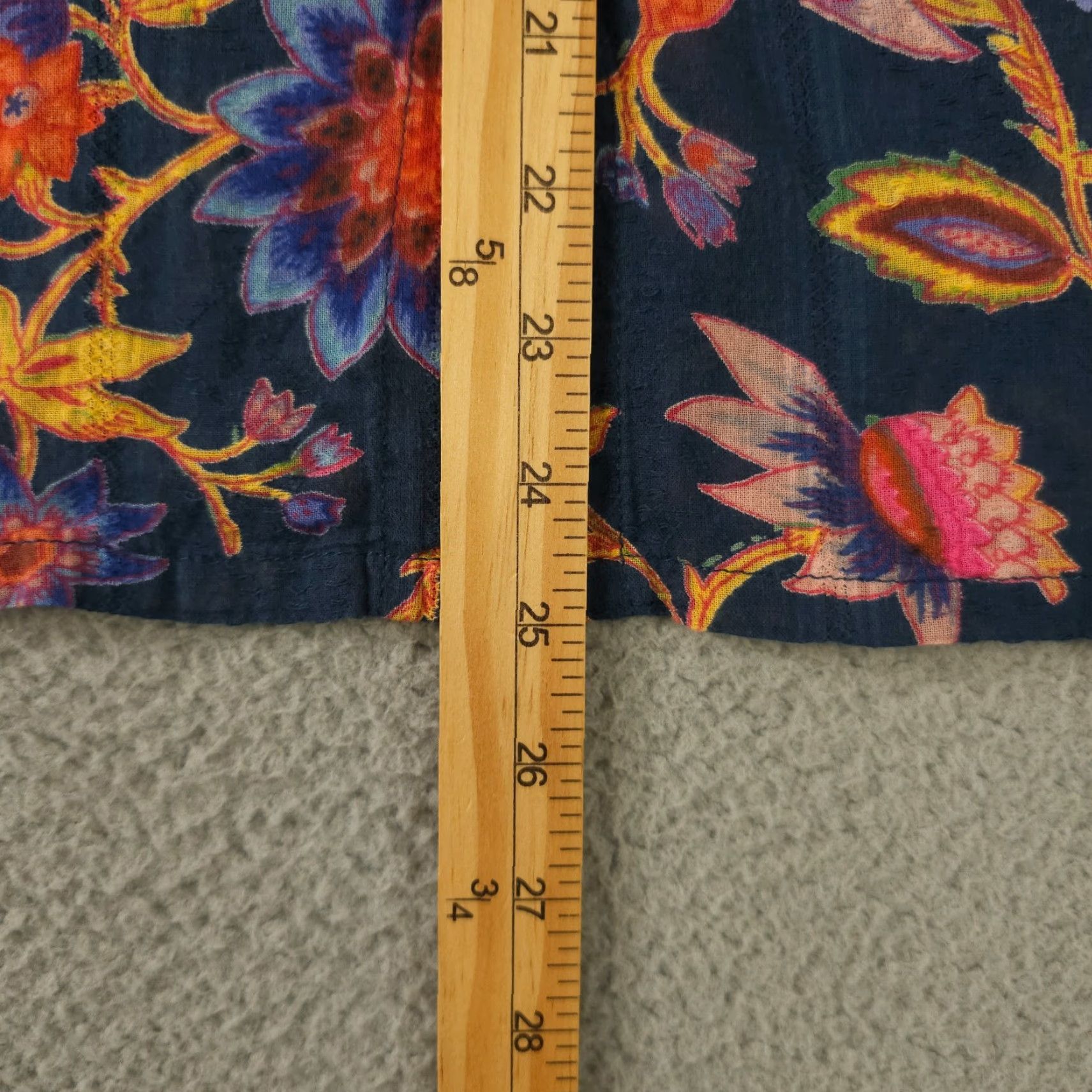 Vintage Natura Shirt Womens Medium Blue Orange Floral Button-Up Semi Sheer Textured Top Size M / US 6-8 / IT 42-44 - 6 Thumbnail