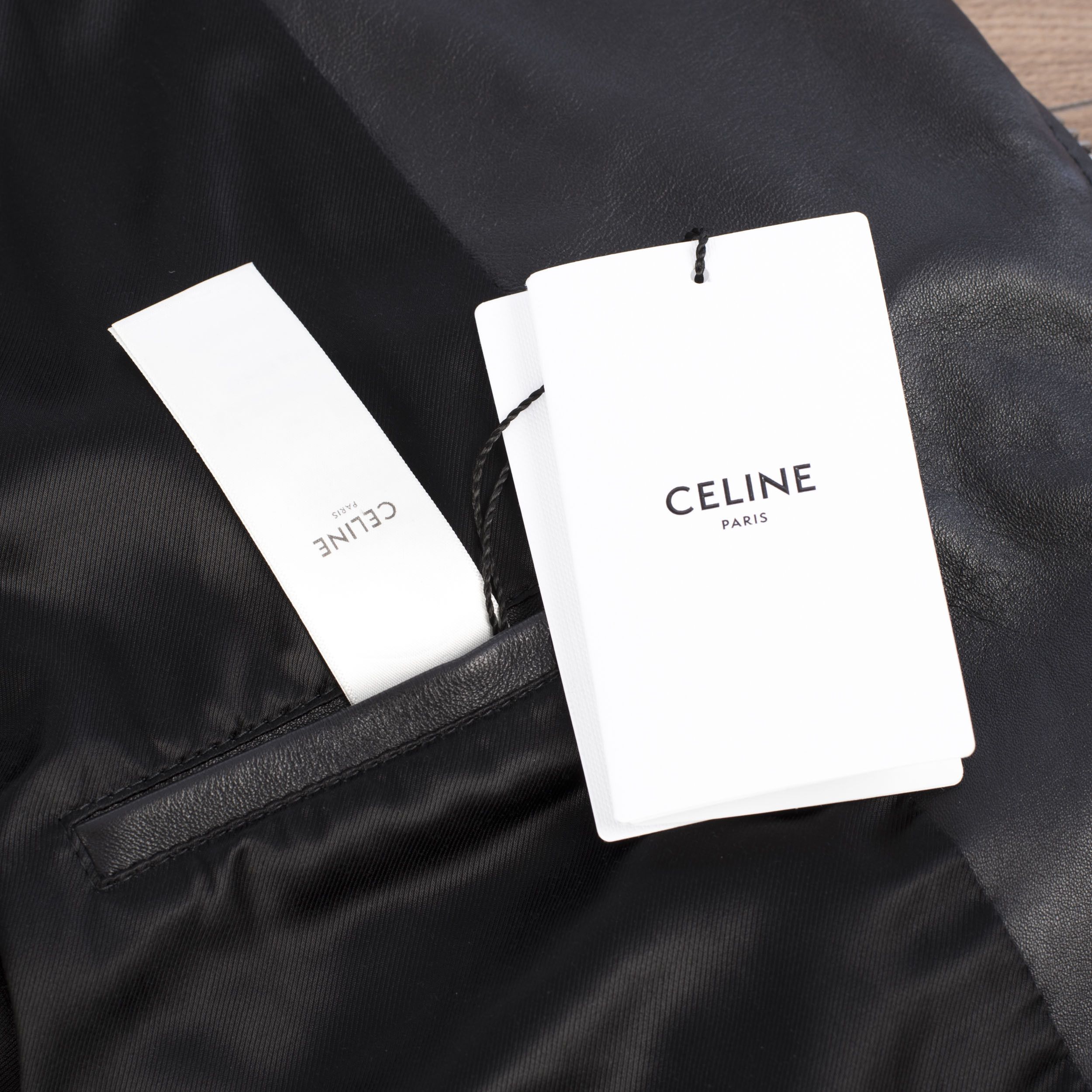 Celine Black Biker Jacket In Lambskin Leather With Padded Sleeves Size L / US 10 / IT 46 - 10 Thumbnail