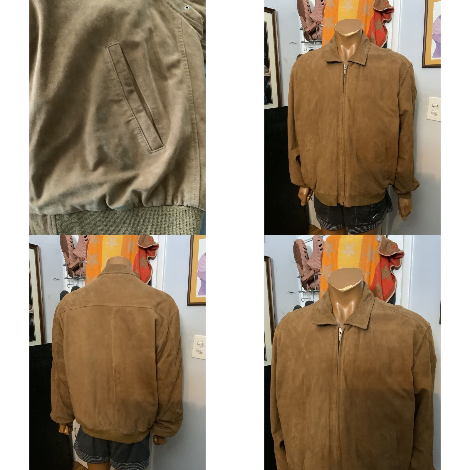 Golden Bear VINTAGE Golden Bear Sportswear Suede Leather Cognac Full Zip Bomber Jacket XL Mens Size US XL / EU 56 / 4 - 10 Thumbnail