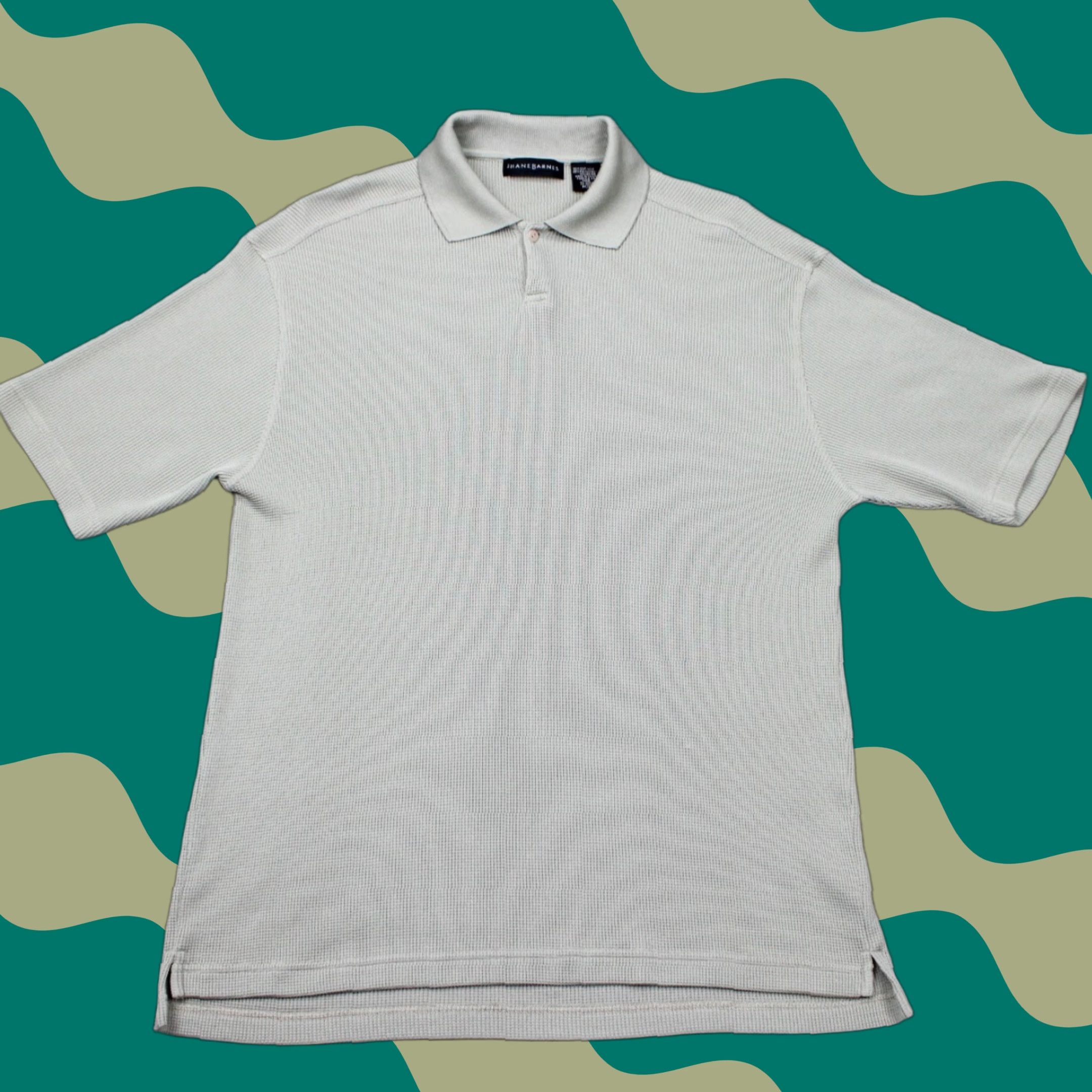 Vintage Jhane Barnes Polo Shirt Mens Medium Beige Silk/Polyester Textured S/S Pullover Size US M / EU 48-50 / 2 - 1 Thumbnail