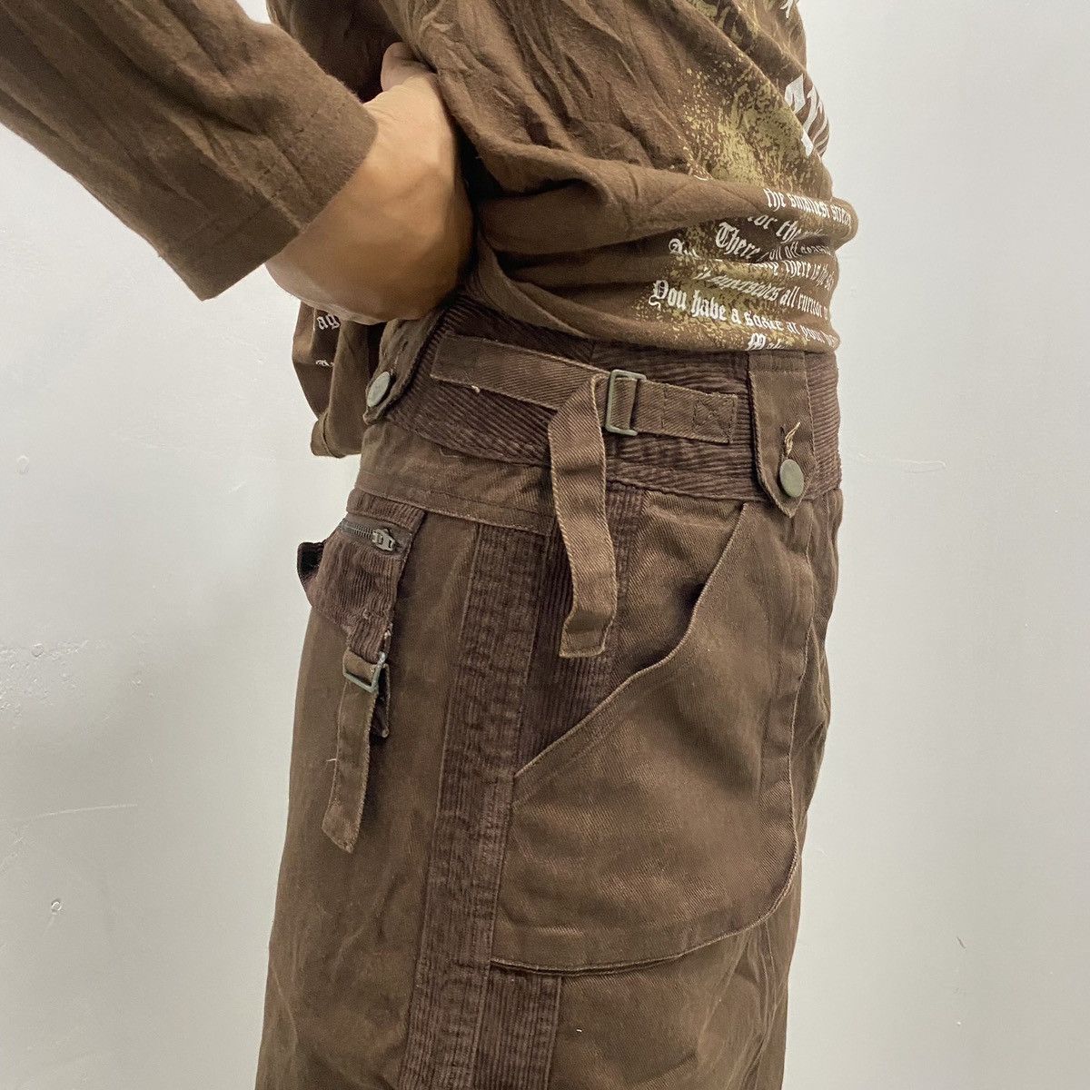 Seditionaries × Vintage Vintage Brown Cargo Midi Skirt Japanese Y2K Grunge Size 38" / US 16 / IT 52 - 3 Thumbnail