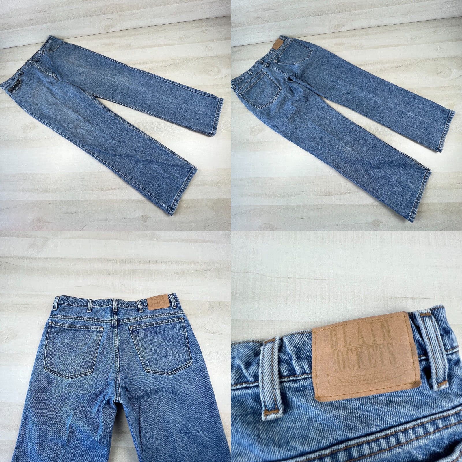 Vintage Plain Pockets Mens Jeans Blue Straight Medium Wash Denim 36X32 Size US 36 / EU 52 - 8 Thumbnail