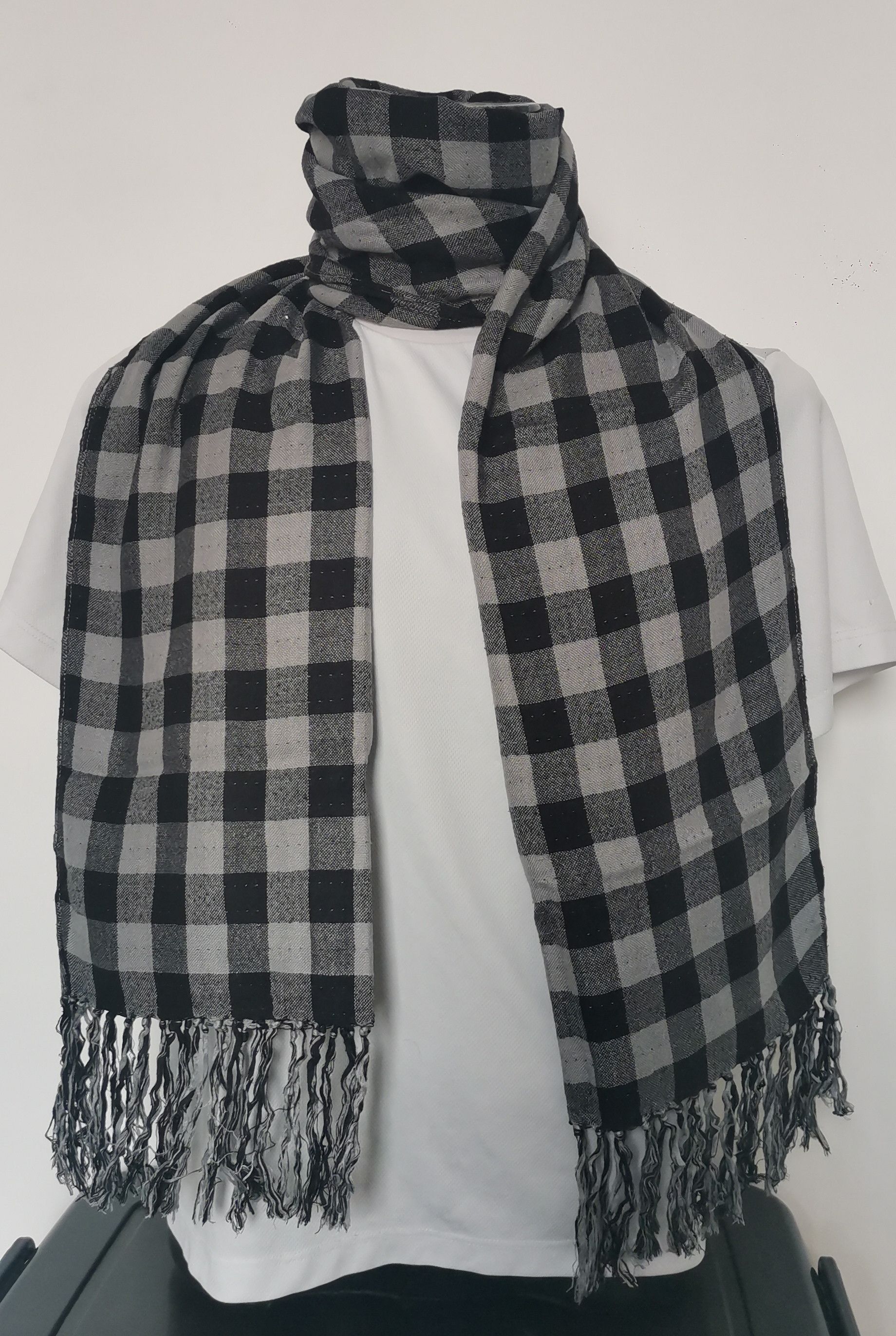 Vintage Vintage PPFM Oversized Checkered Scarf – Black Size ONE SIZE - 2 Thumbnail
