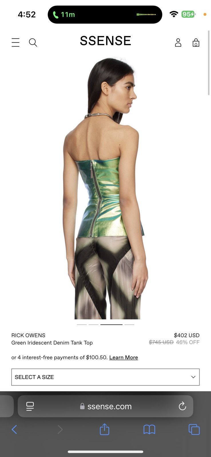 Rick Owens RICK OWENS Green Iridescent Denim Tank Top Size S / US 4 / IT 40 - 2 Thumbnail