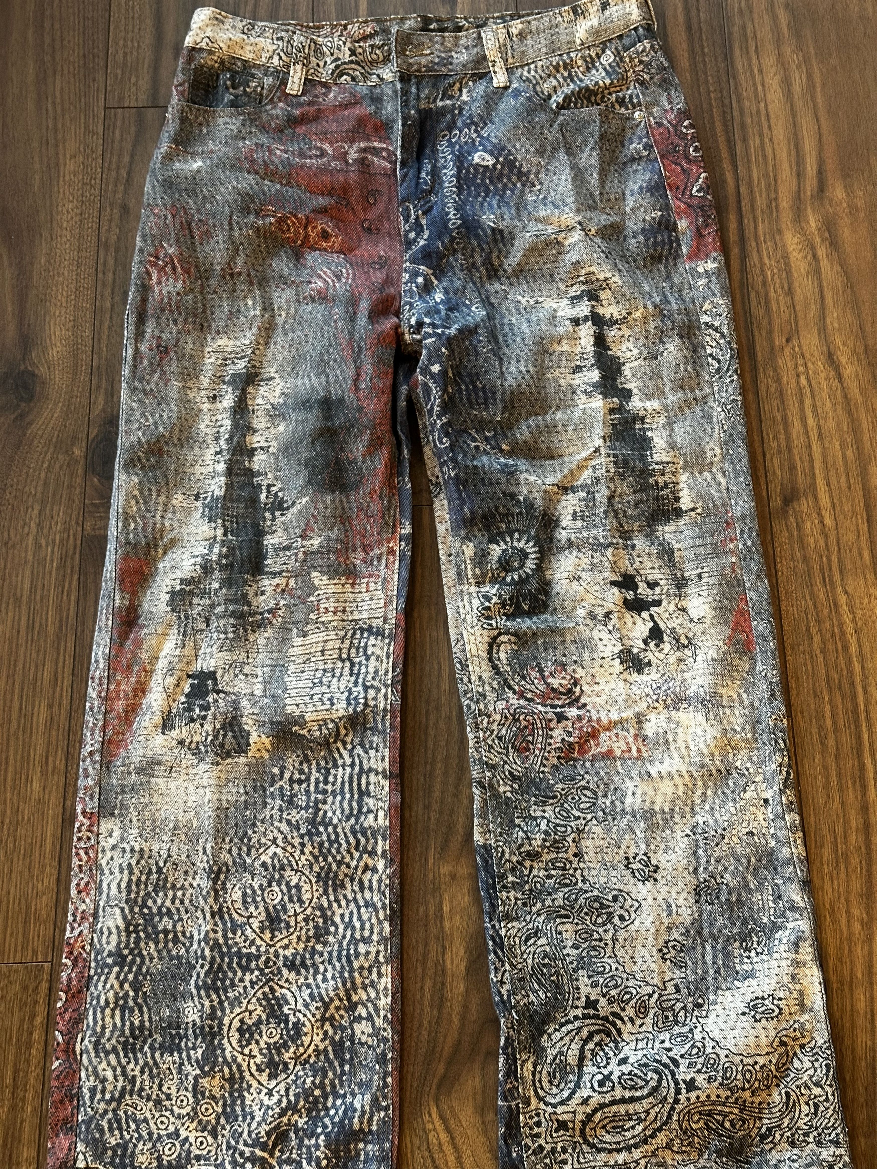 Other Men's Street Graffiti 3D Printed Jeans Straight Denim Pants Size US 36 / EU 52 - 4 Thumbnail