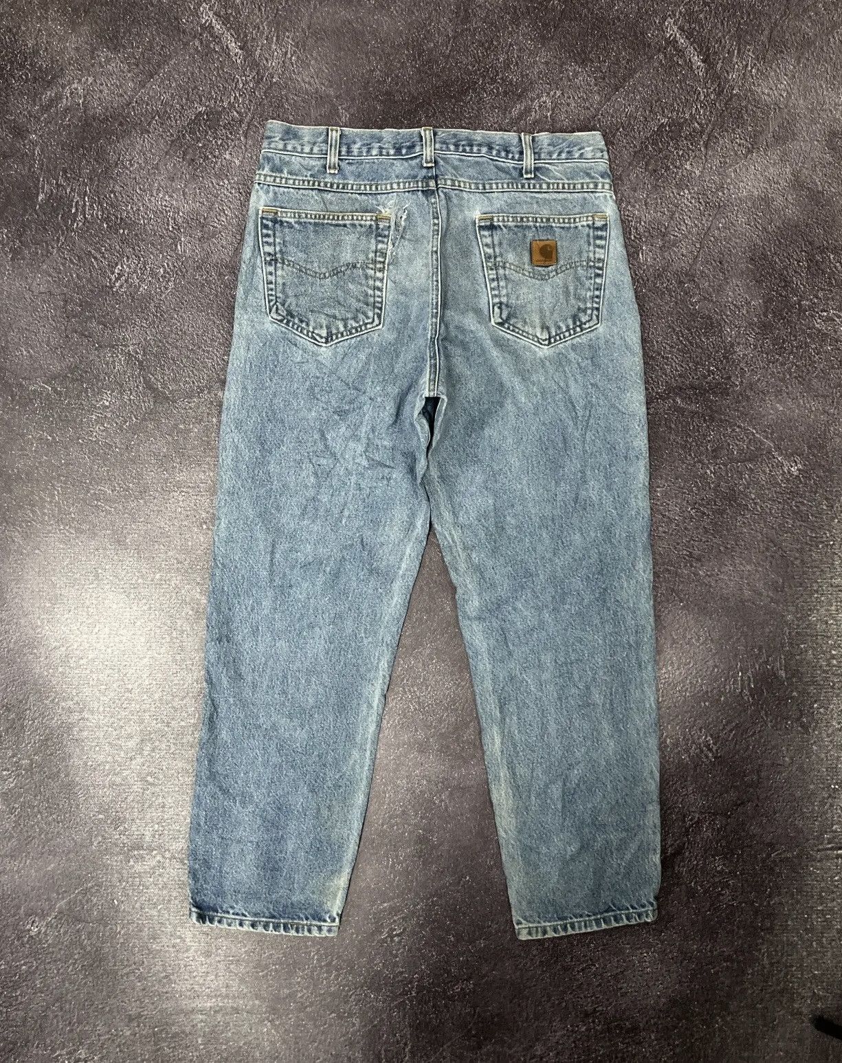 Carhartt × Vintage Vintage Carhartt Faded Light Blue Work Denim Hype Jeans Size US 35 - 1 Thumbnail