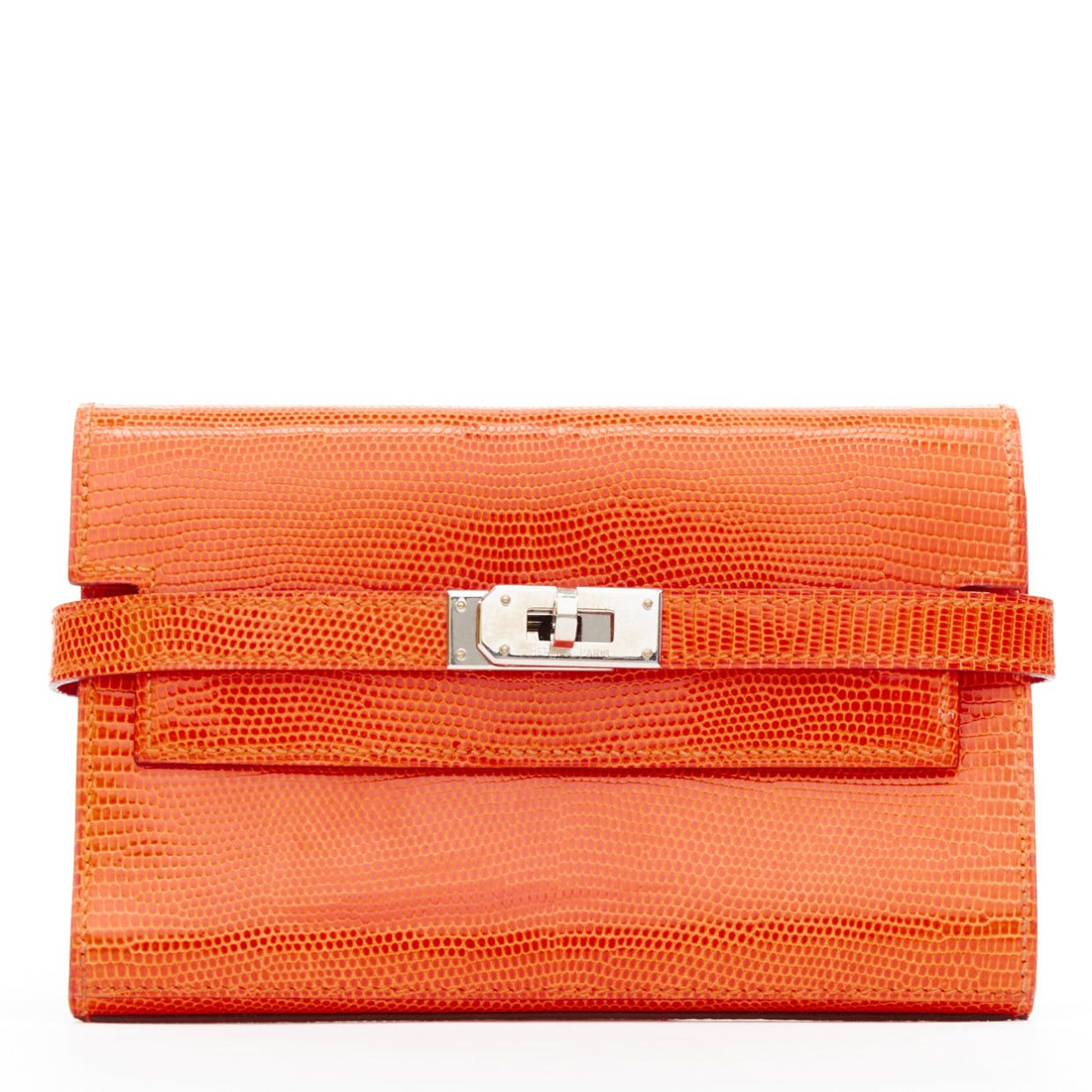 Hermes HERMES Kelly Short orange shiny liz leather PHW classic wallet Size ONE SIZE - 1 Thumbnail